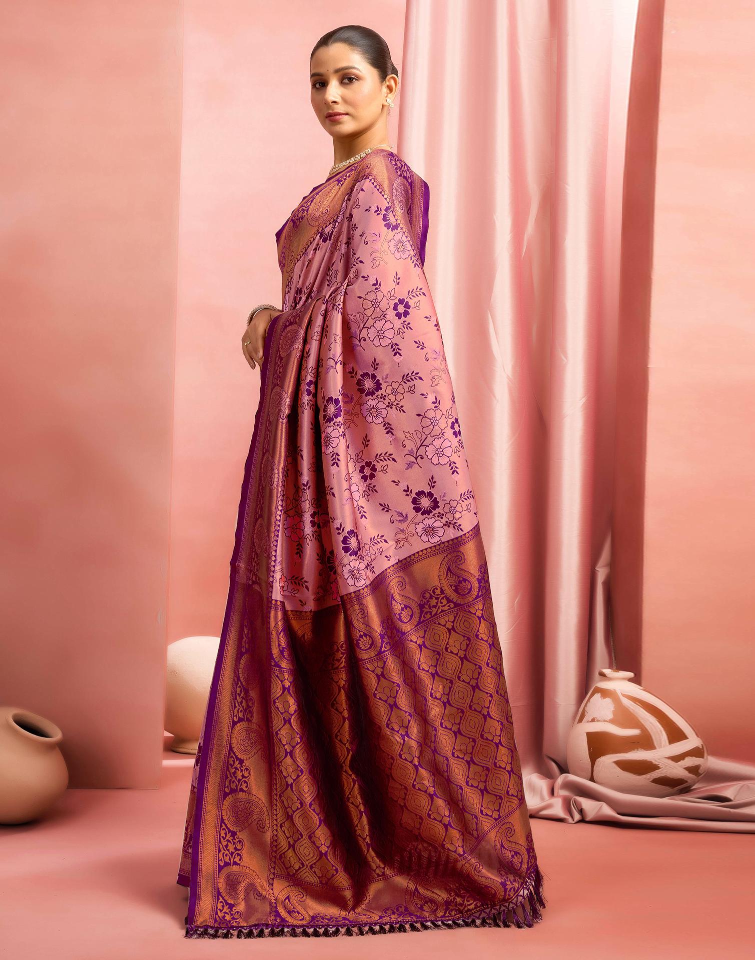 Rose Pink Silk Woven Saree