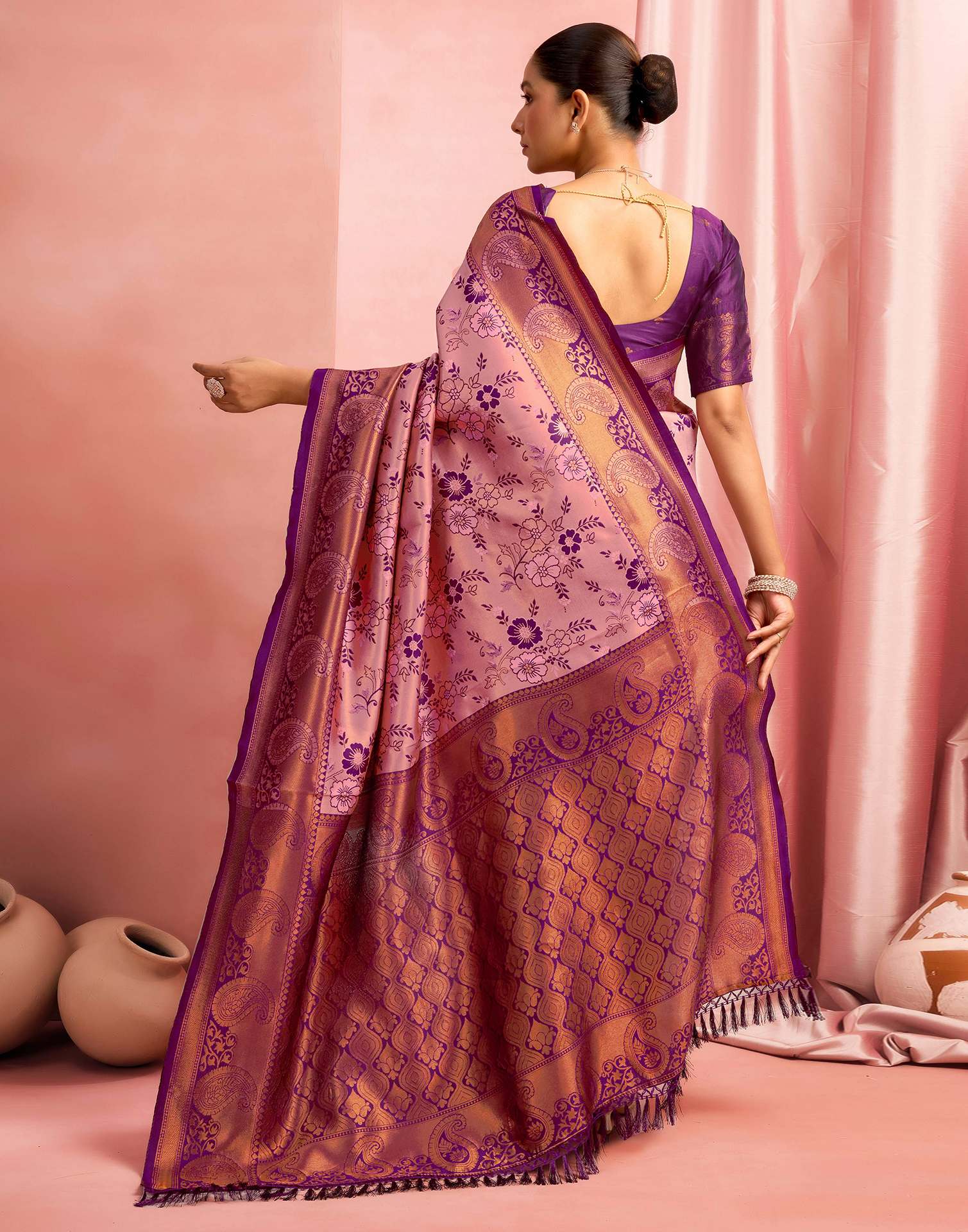 Rose Pink Silk Woven Saree