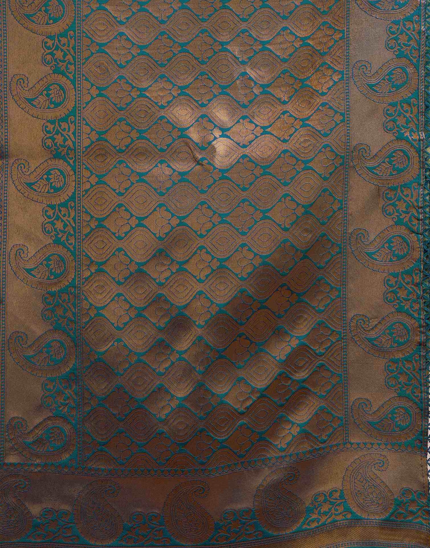 Teal Green Silk Woven Saree