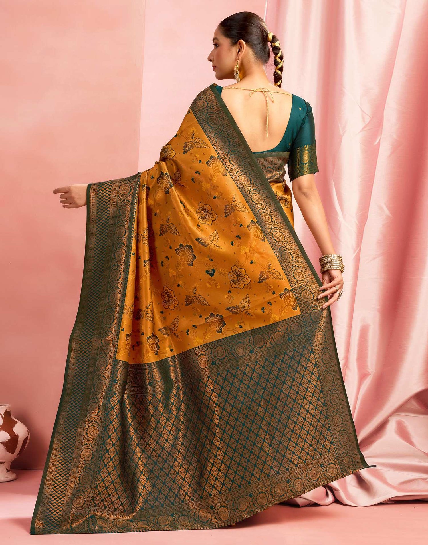 Mustard Yellow Silk Woven Saree
