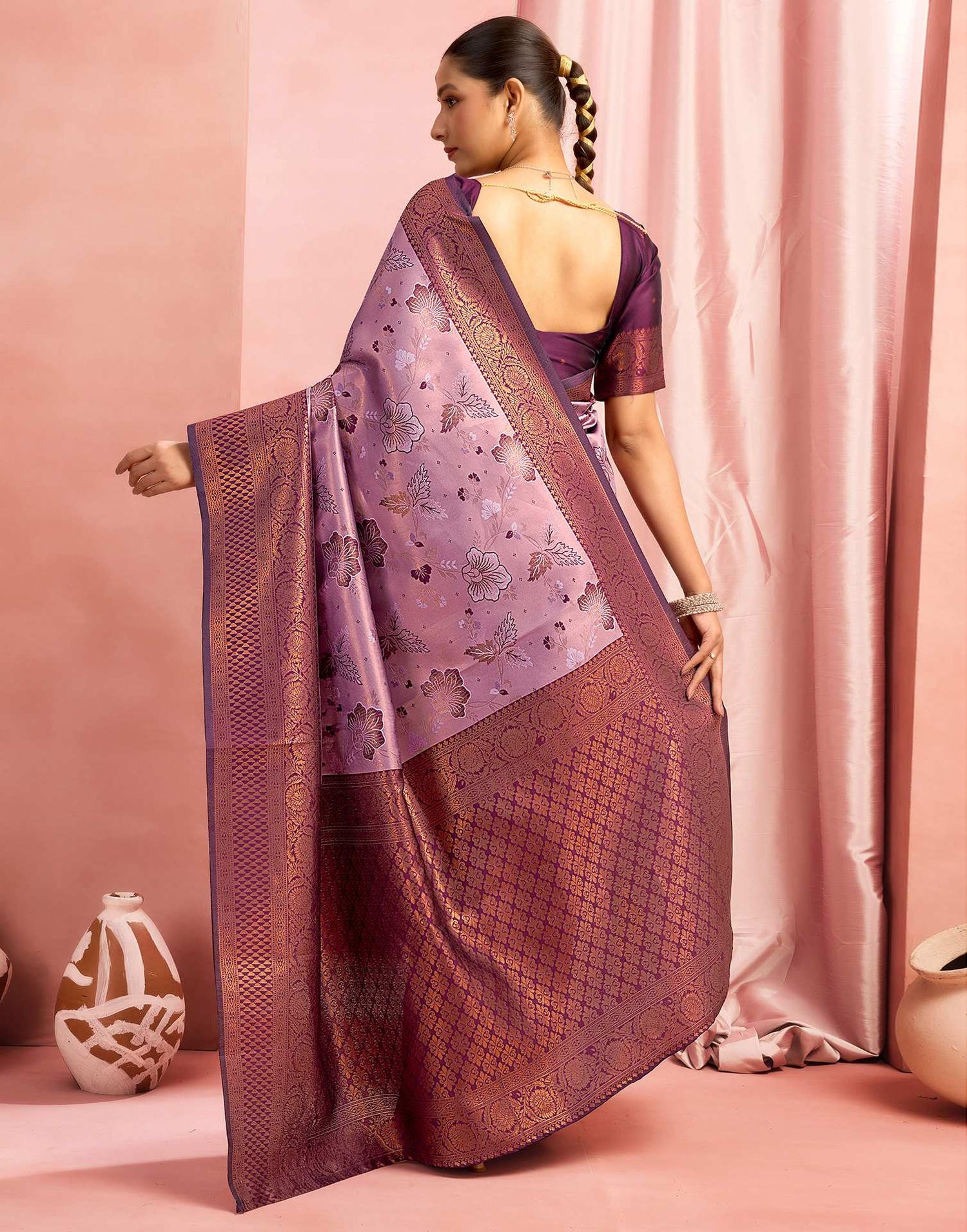 Dusty Purple Silk Woven Saree