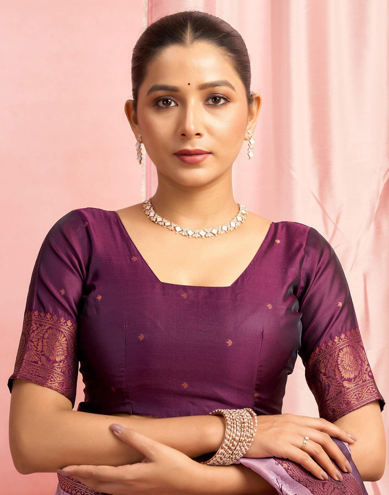 Dusty Purple Silk Woven Saree