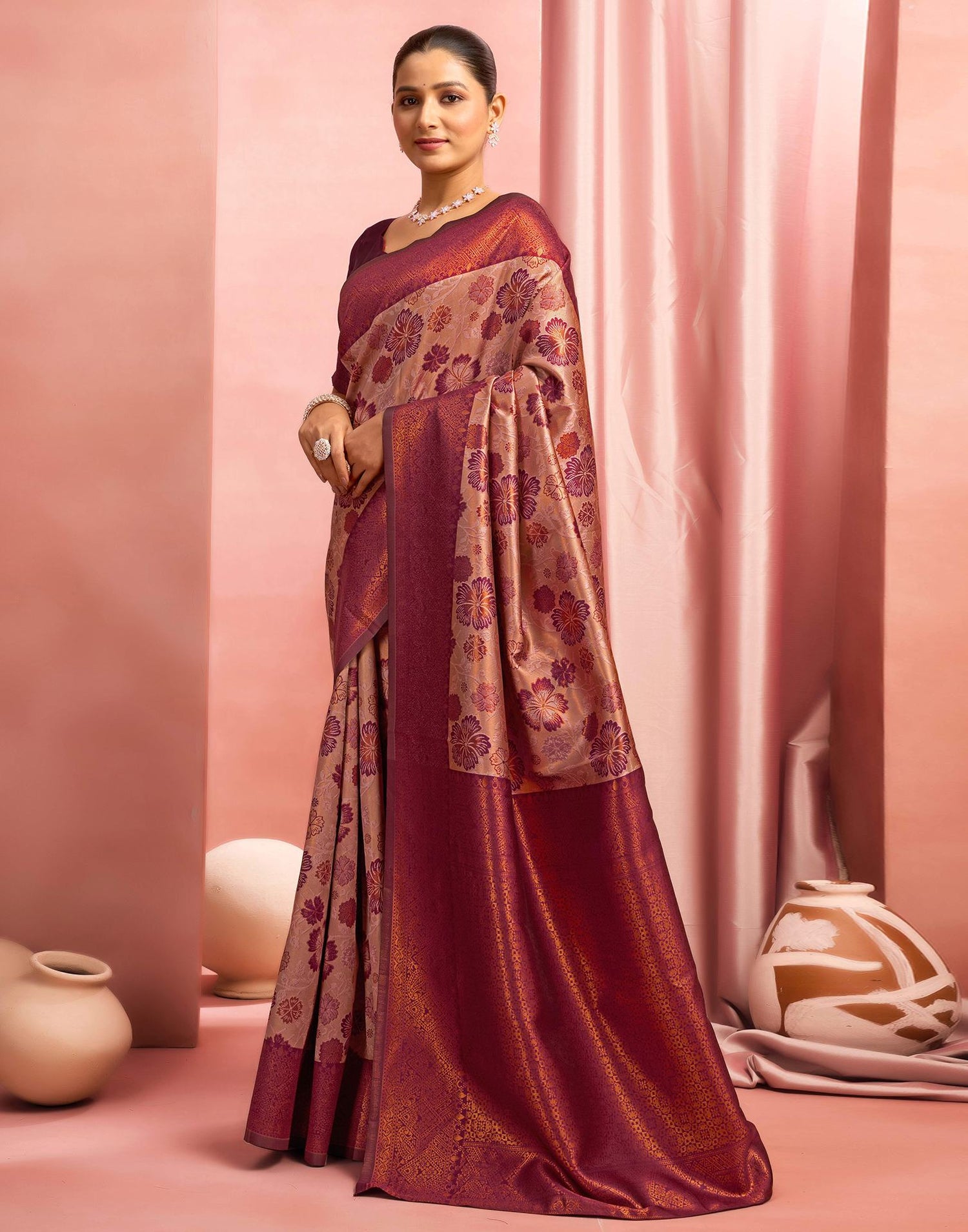Mauve Silk Woven Saree