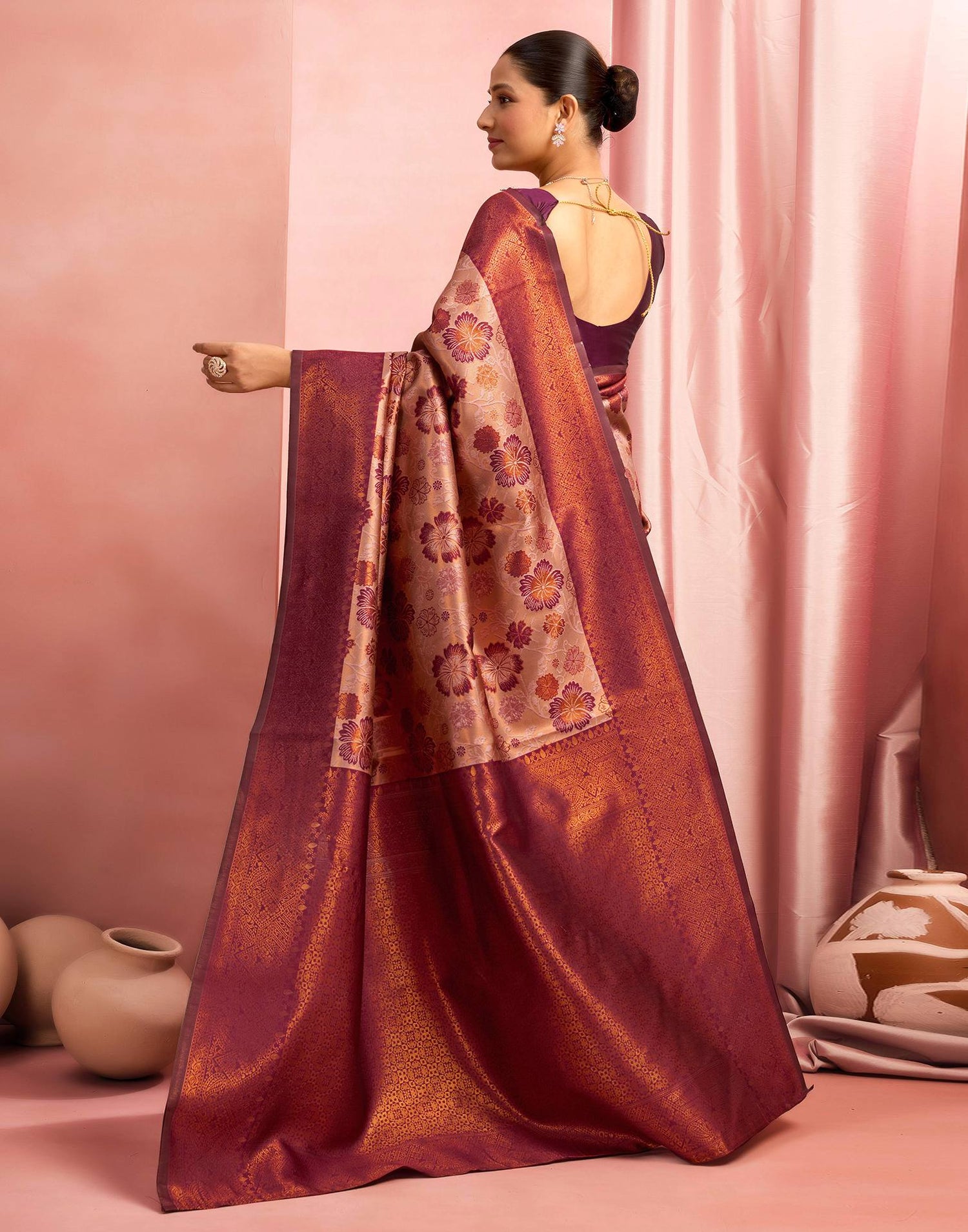 Mauve Silk Woven Saree