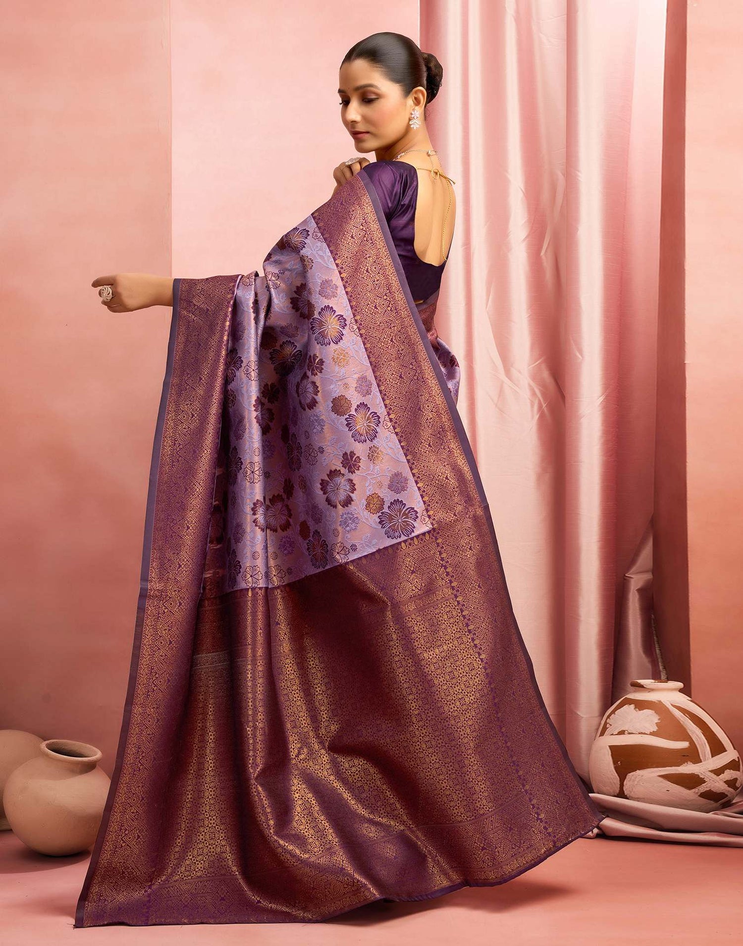 Dusty Purple Silk Woven Saree
