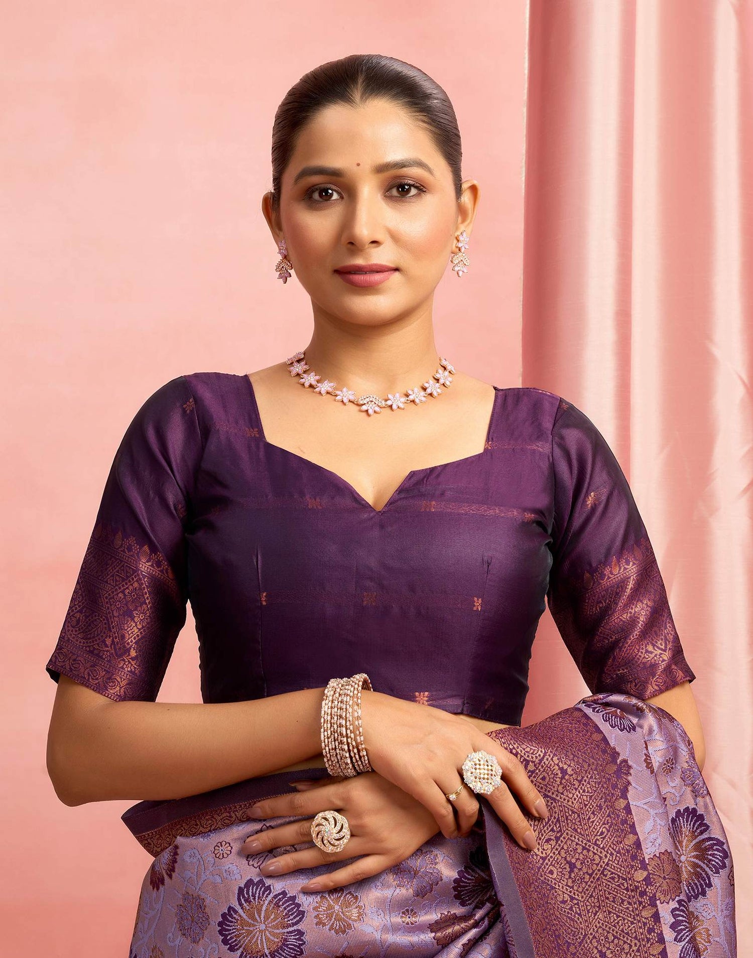 Dusty Purple Silk Woven Saree