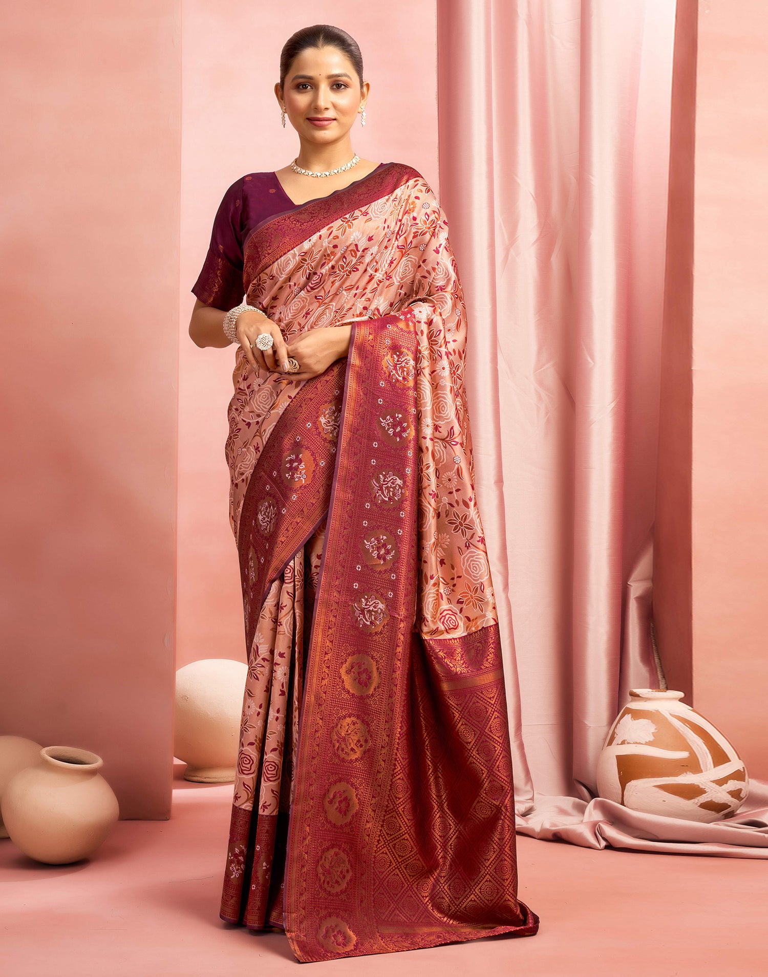 Mauve Silk Woven Saree