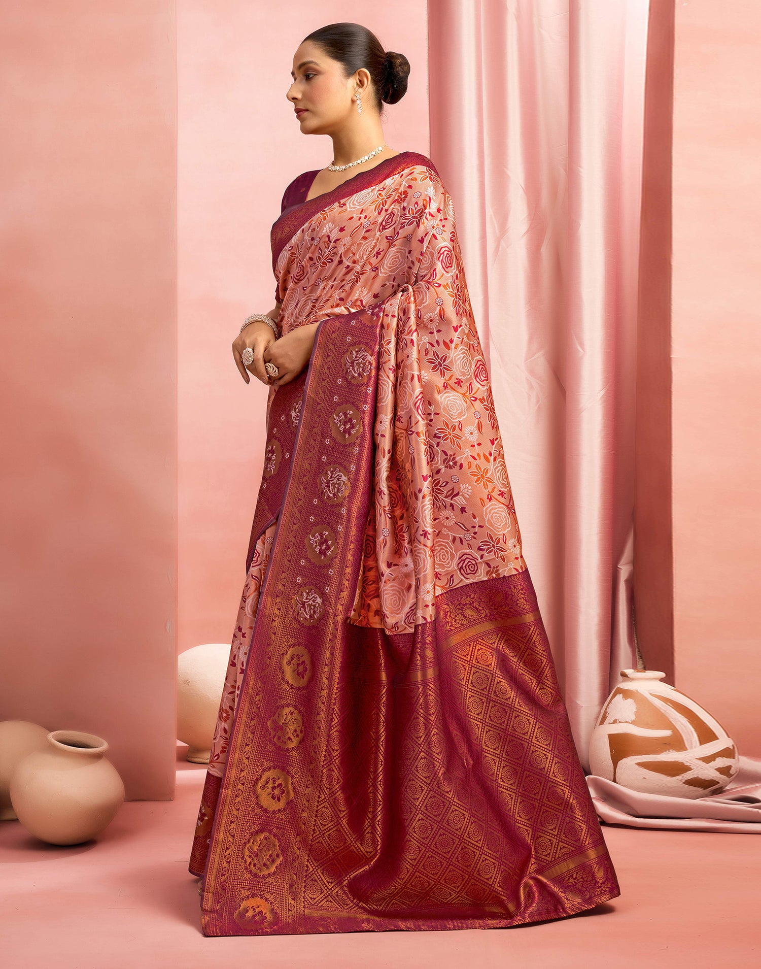 Mauve Silk Woven Saree