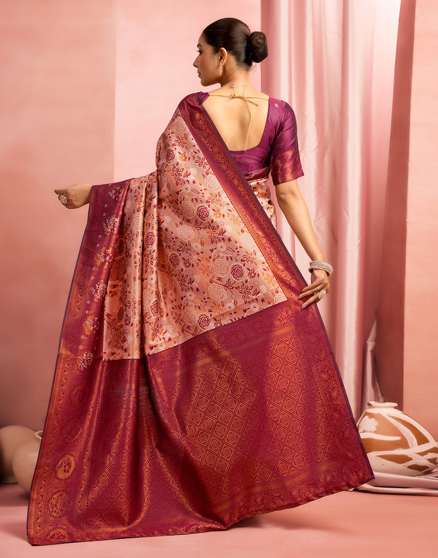 Mauve Silk Woven Saree
