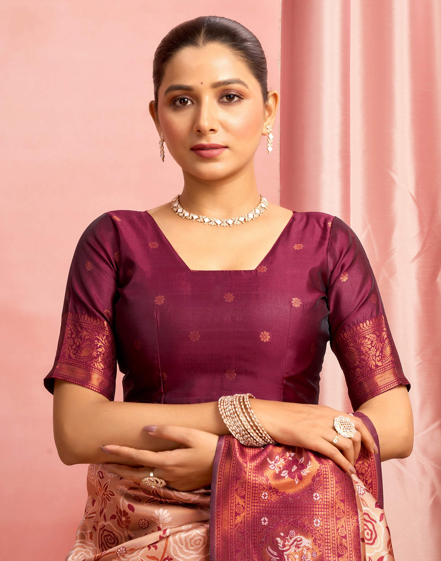 Mauve Silk Woven Saree