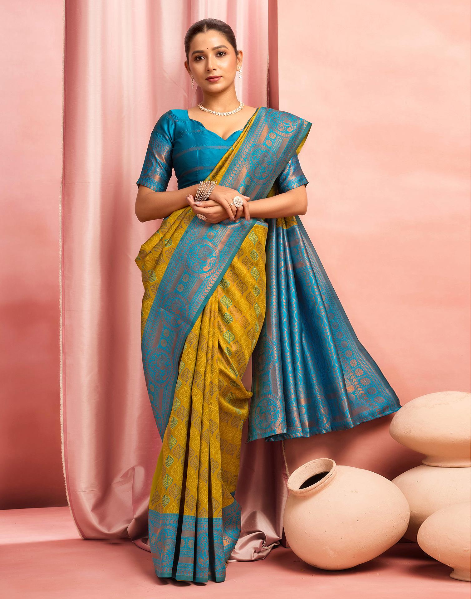 Mehandi Green Silk Woven Saree