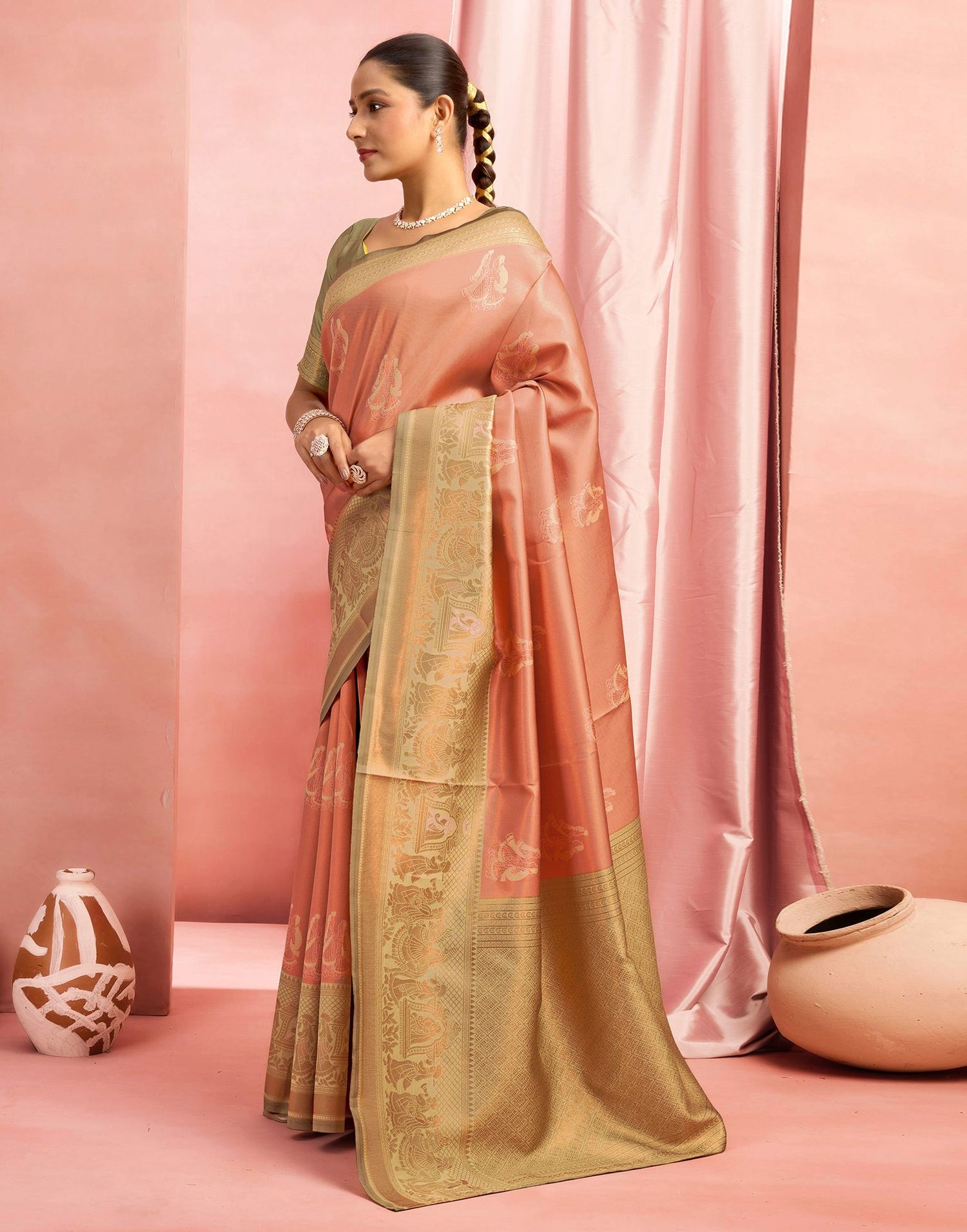 Mauve Silk Woven Kanjivaram Saree