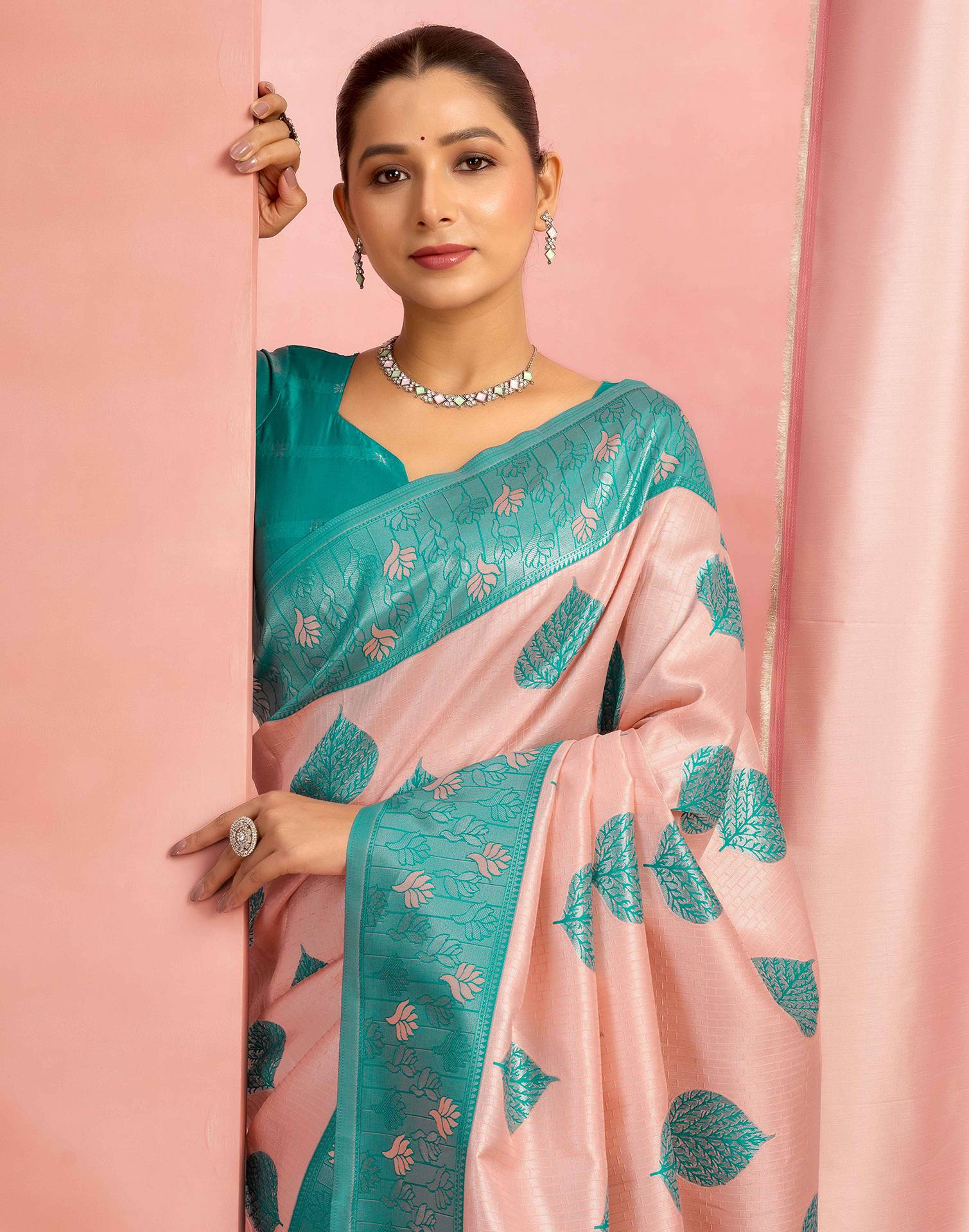 Rose Pink Silk Woven Saree