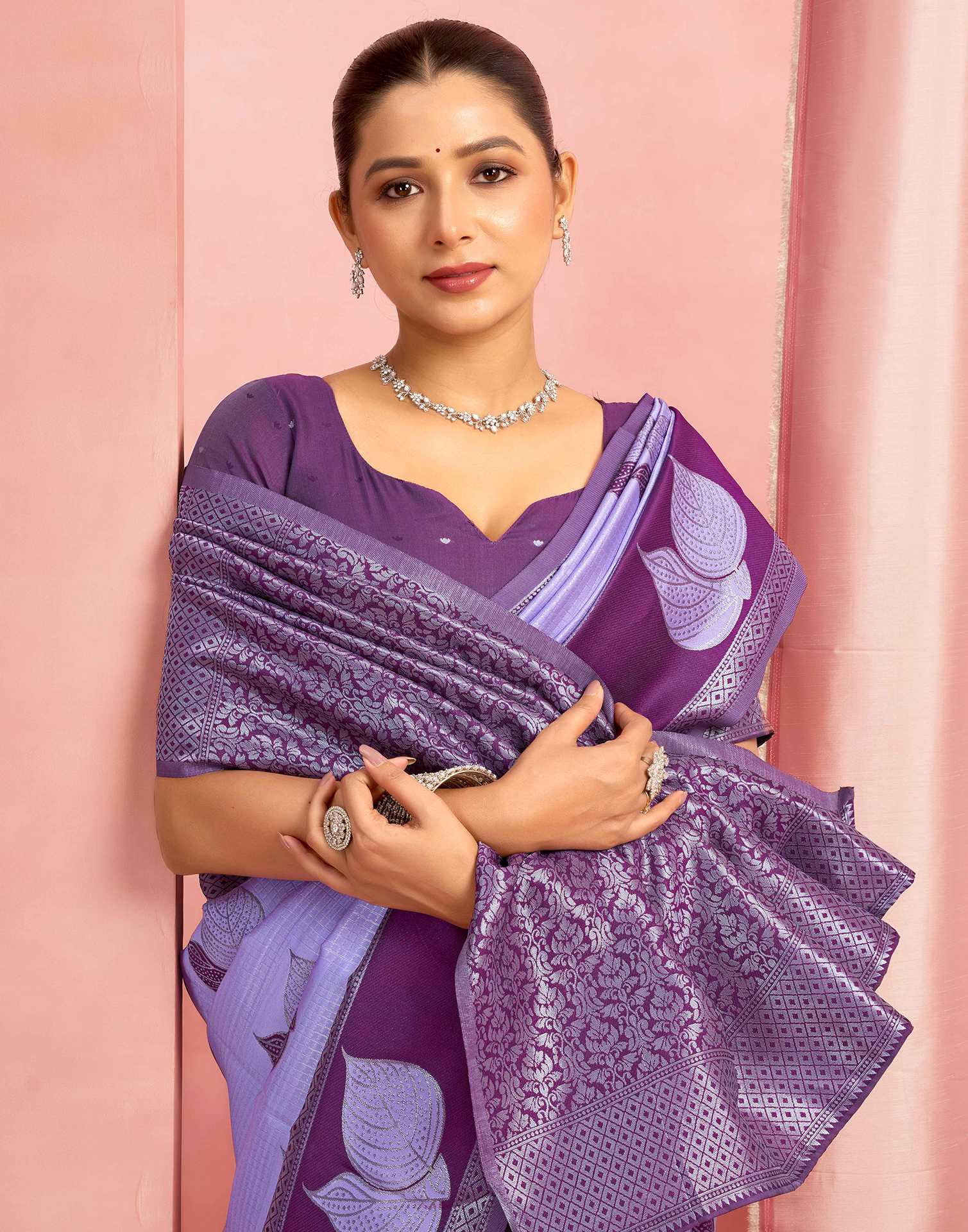 Light Purple Silk Woven Saree