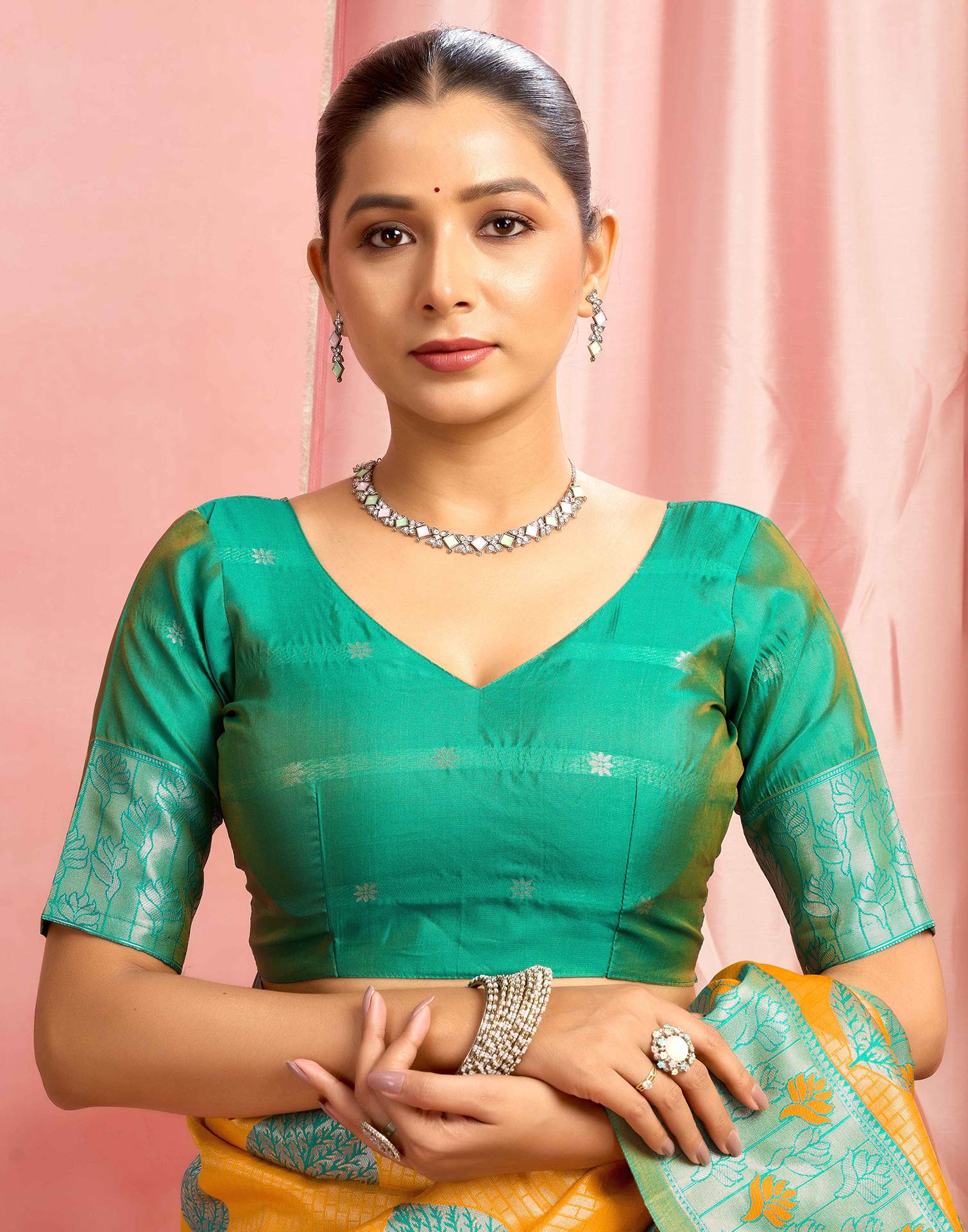 Yellow Silk Woven Saree