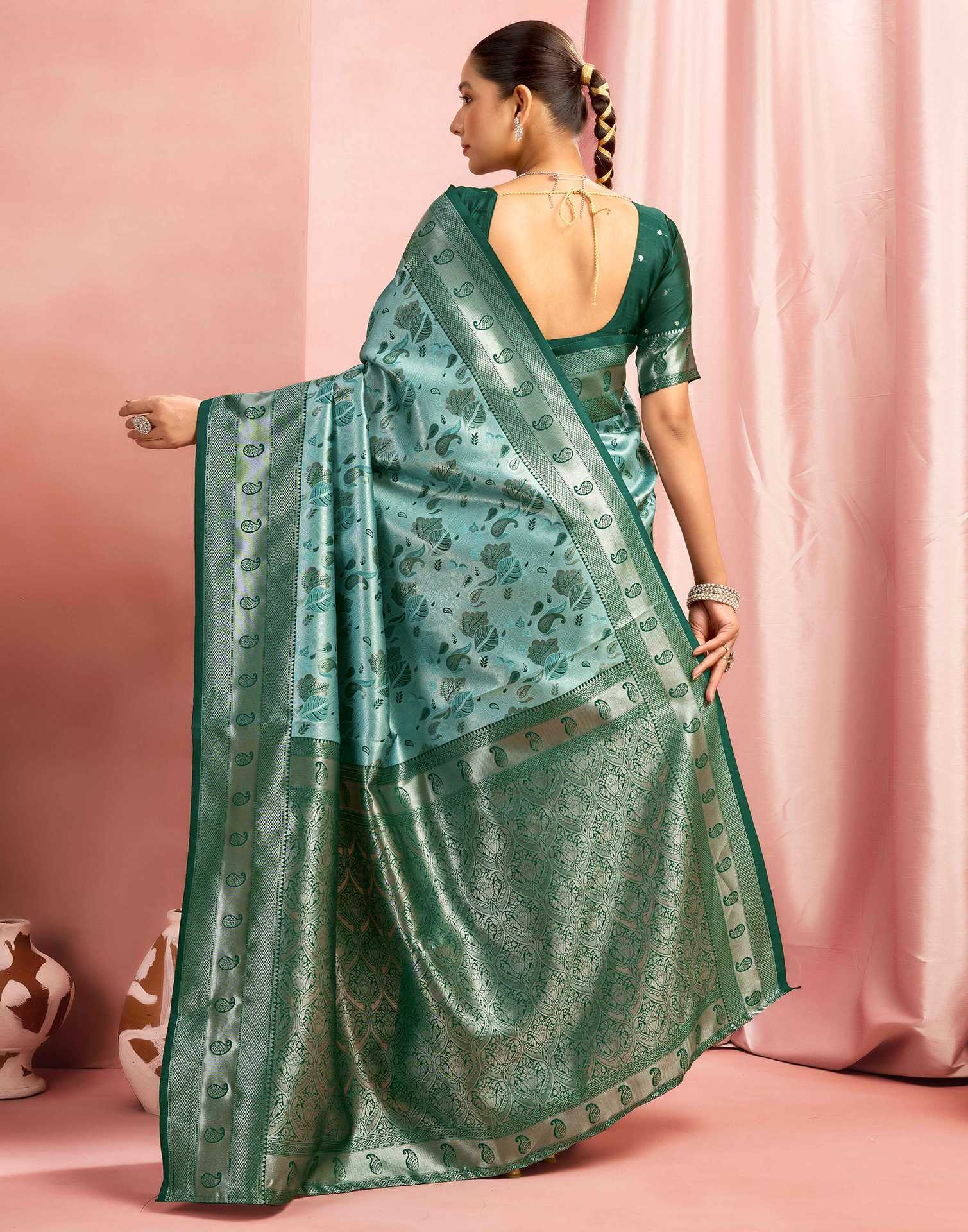 Mint Green Silk Woven Saree