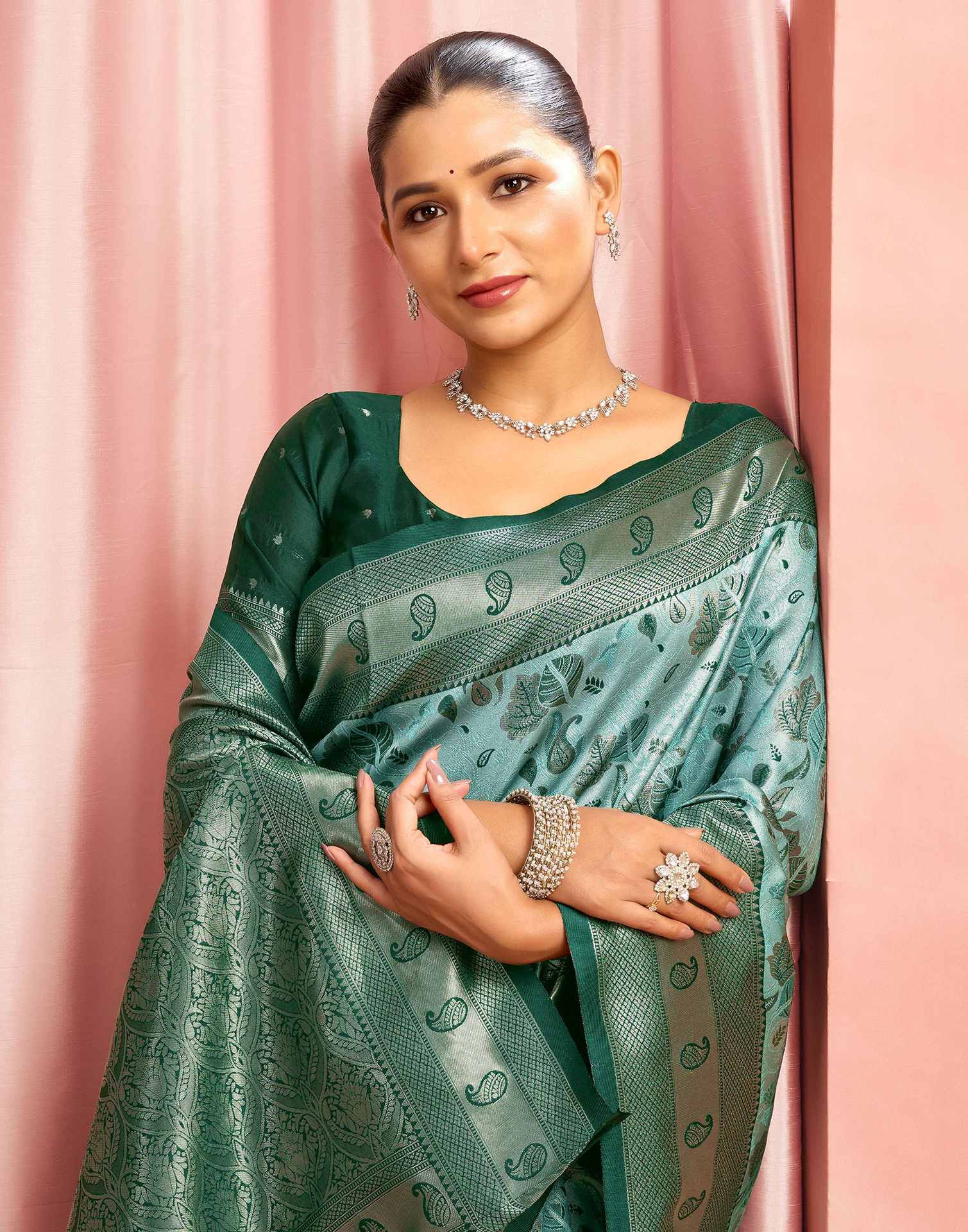 Mint Green Silk Woven Saree