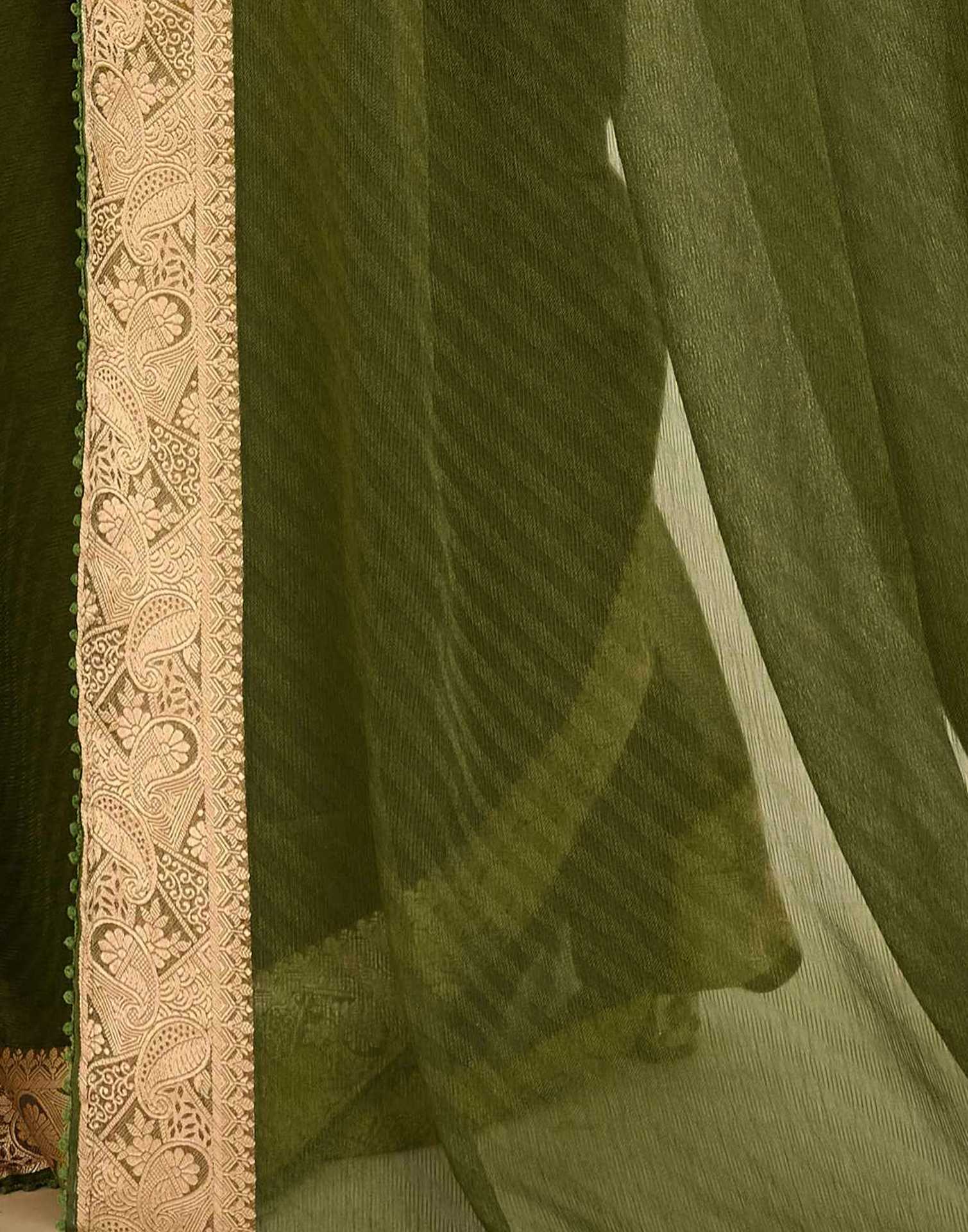 Green Chiffon Lace Saree