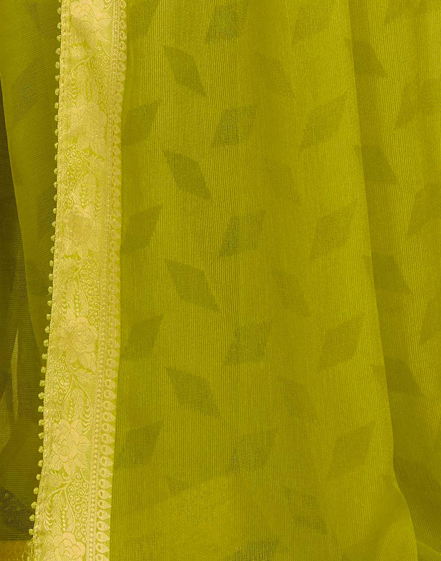 Green Chiffon Lace Saree