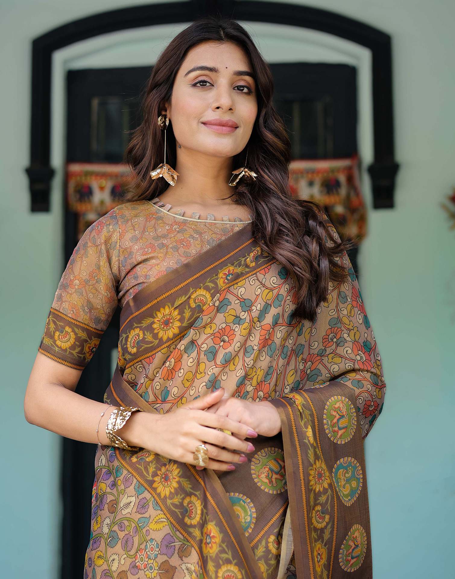 Mauve Shimmer Silk Printed Kalamkari Saree