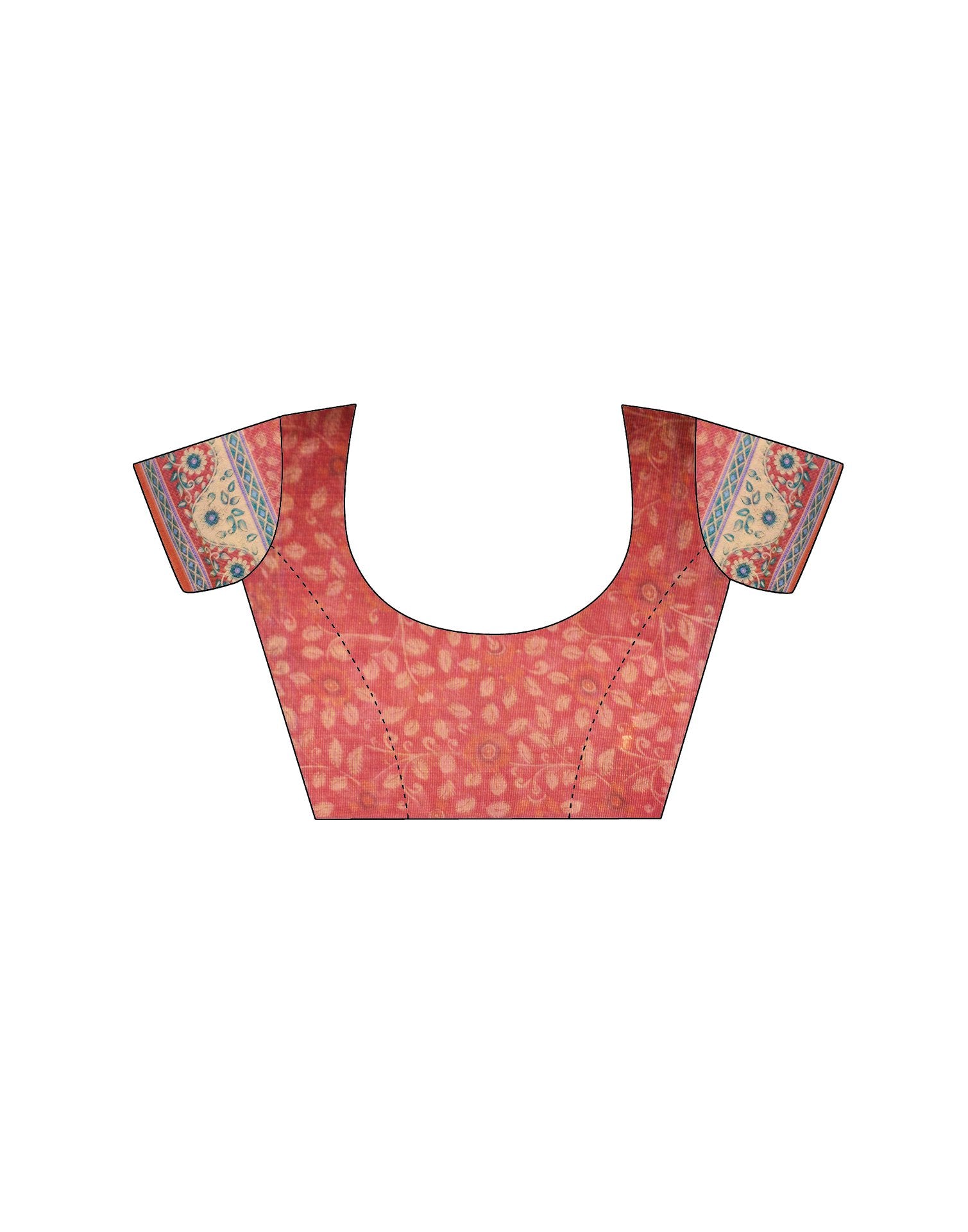 Coral Red Shimmer Silk Printed Kalamkari Saree