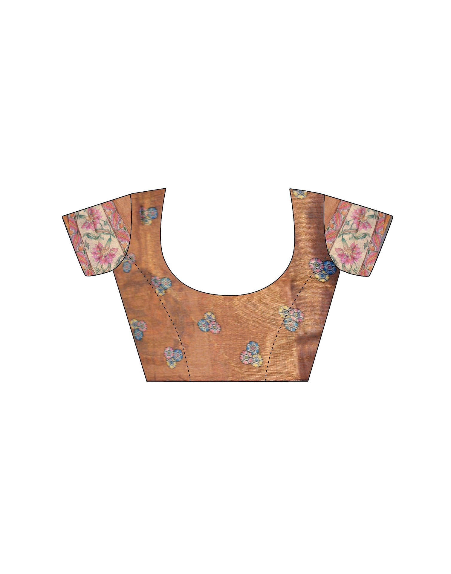 Light Brown Shimmer Silk Printed Kalamkari Saree