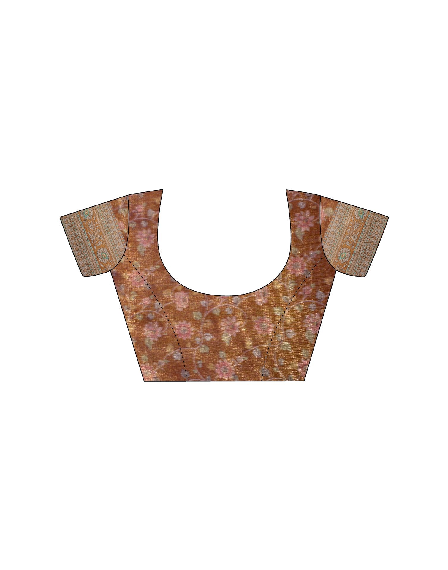 Brown Shimmer Silk Printed Saree