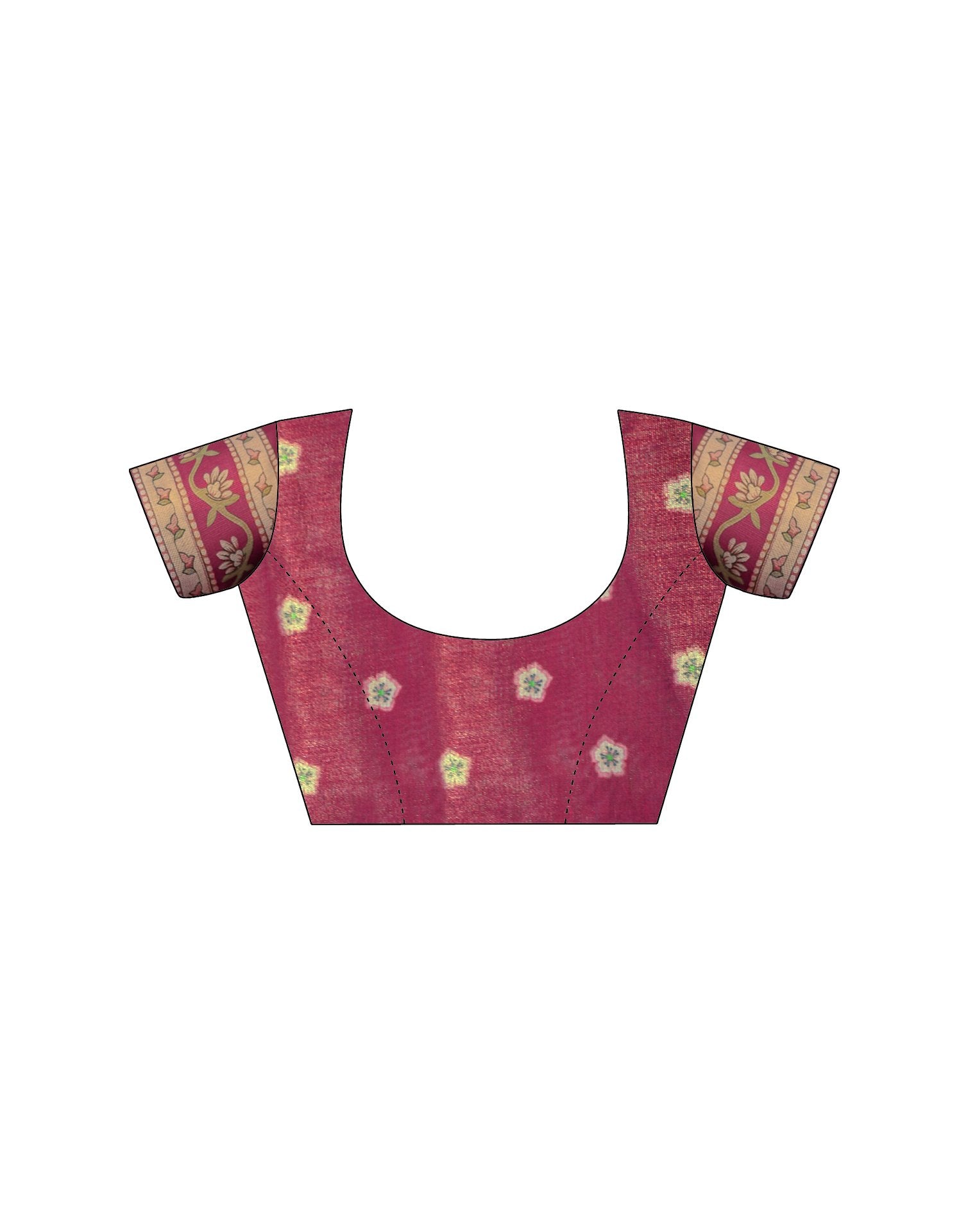 Dark Pink Shimmer Silk Printed Saree