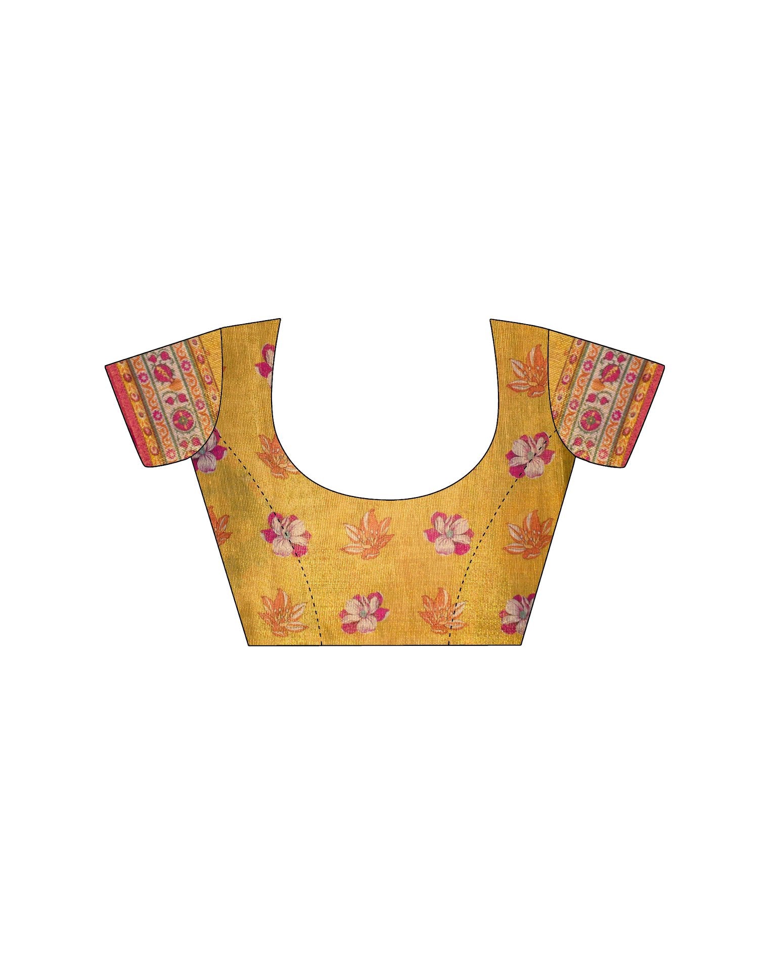 Yellow Shimmer Silk Printed Saree