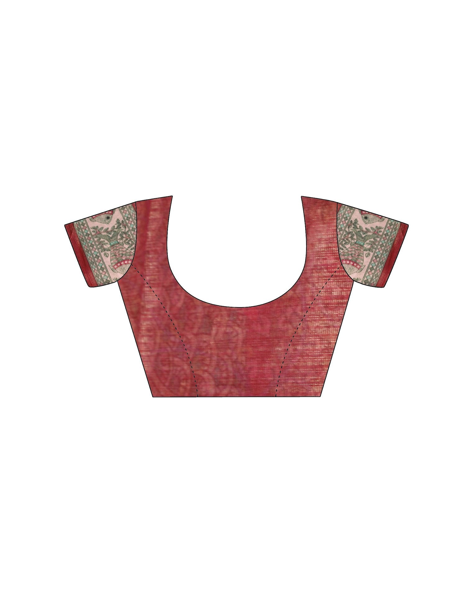 Coral Red Shimmer Silk Printed Kalamkari Saree