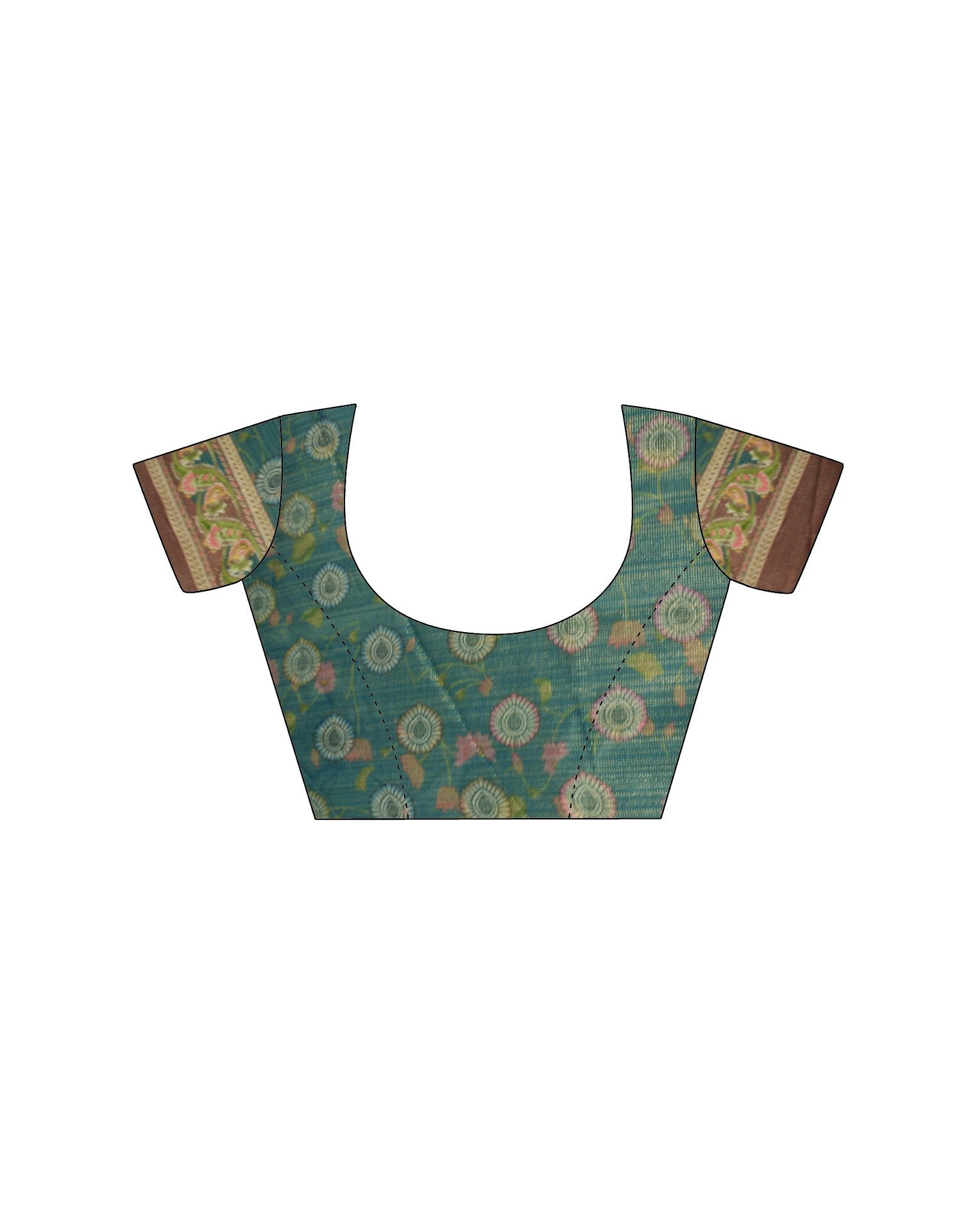 Teal Green Shimmer Silk Printed Kalamkari Saree