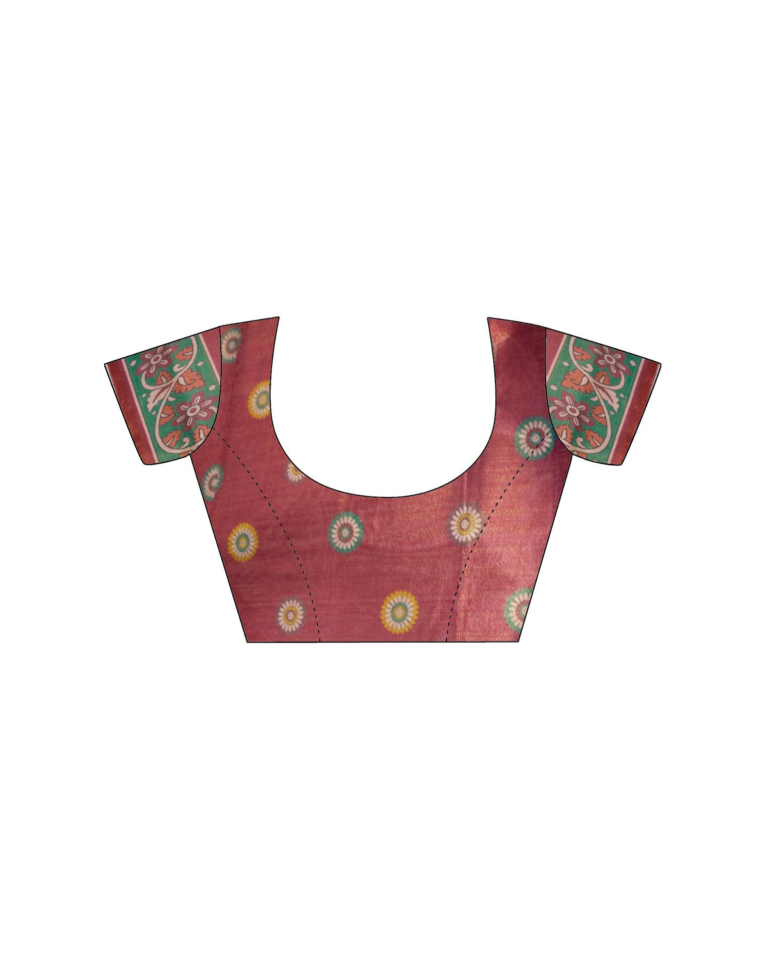 Coral Red Shimmer Silk Printed Saree