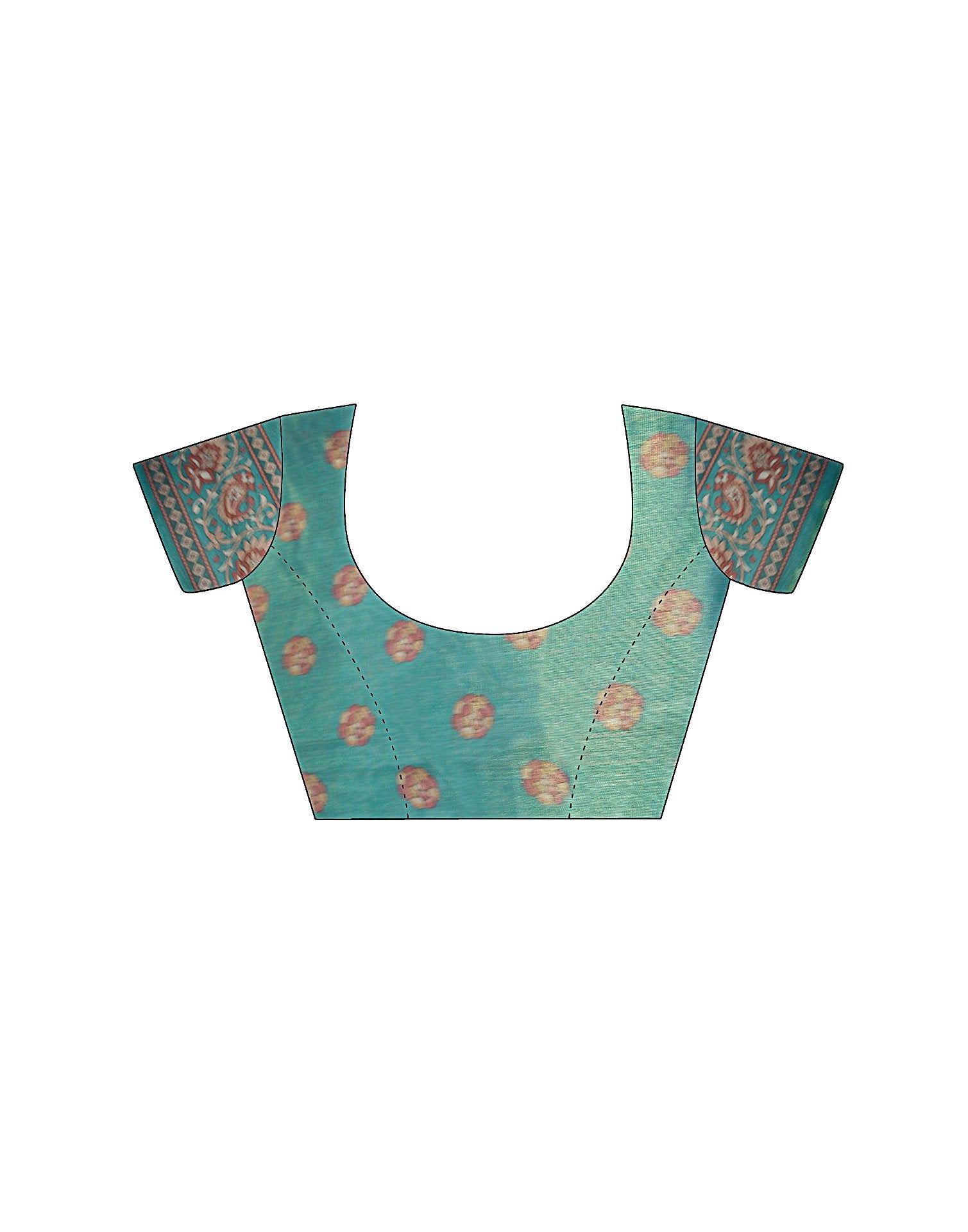 Teal Blue Shimmer Silk Printed Saree
