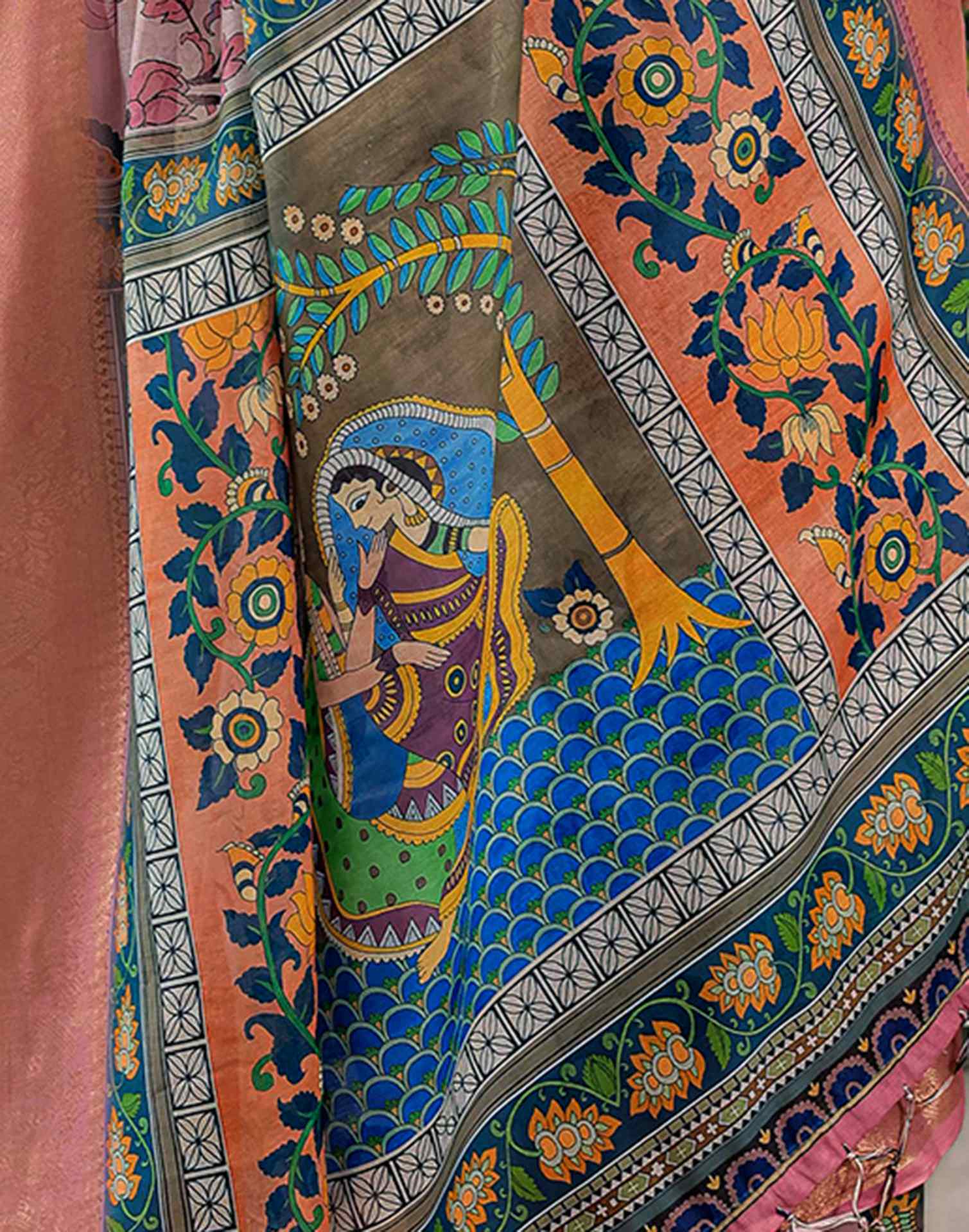Mauve Linen Printed Saree