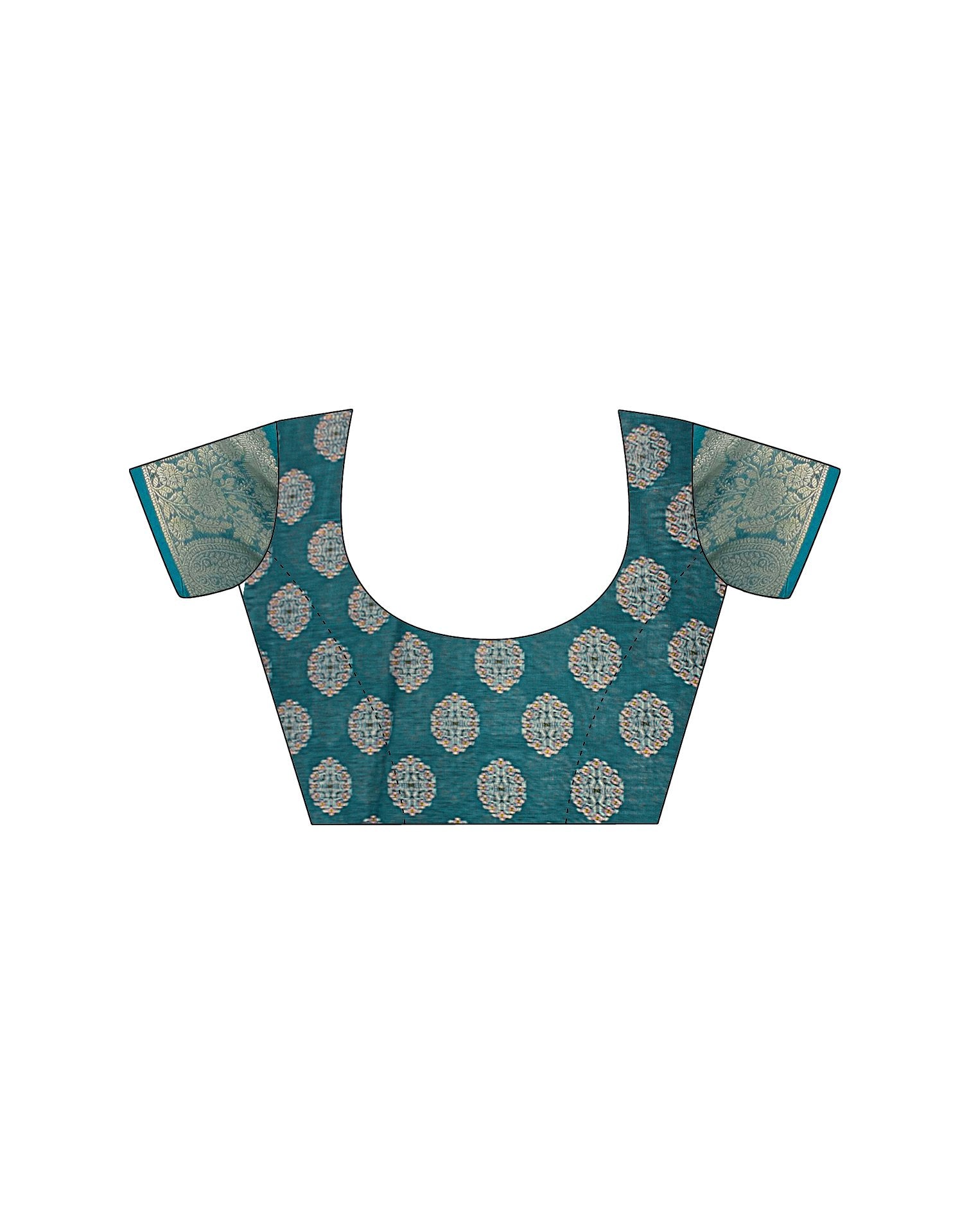 Sea Green Linen Printed Saree