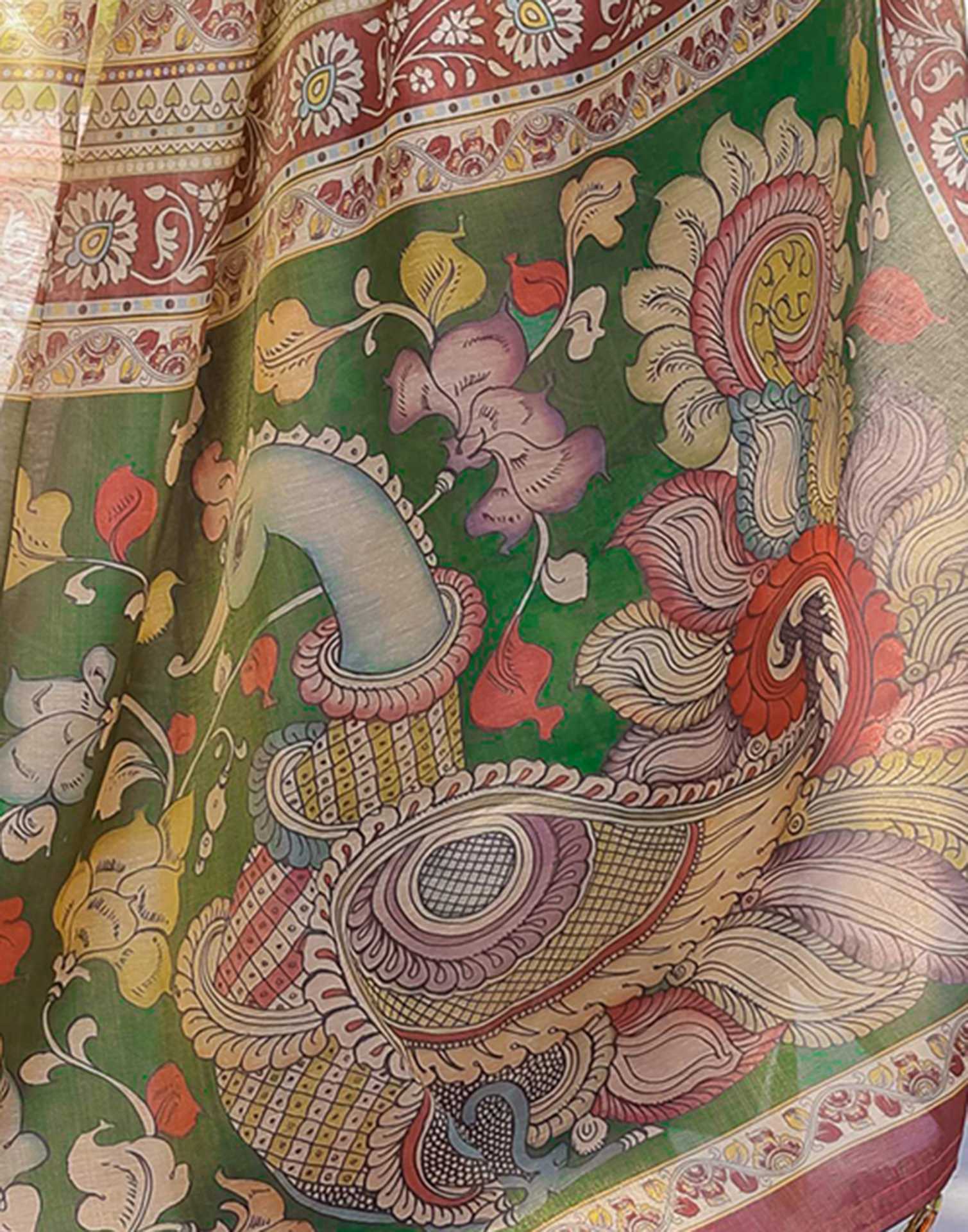 Maroon Shimmer Silk Printed Saree