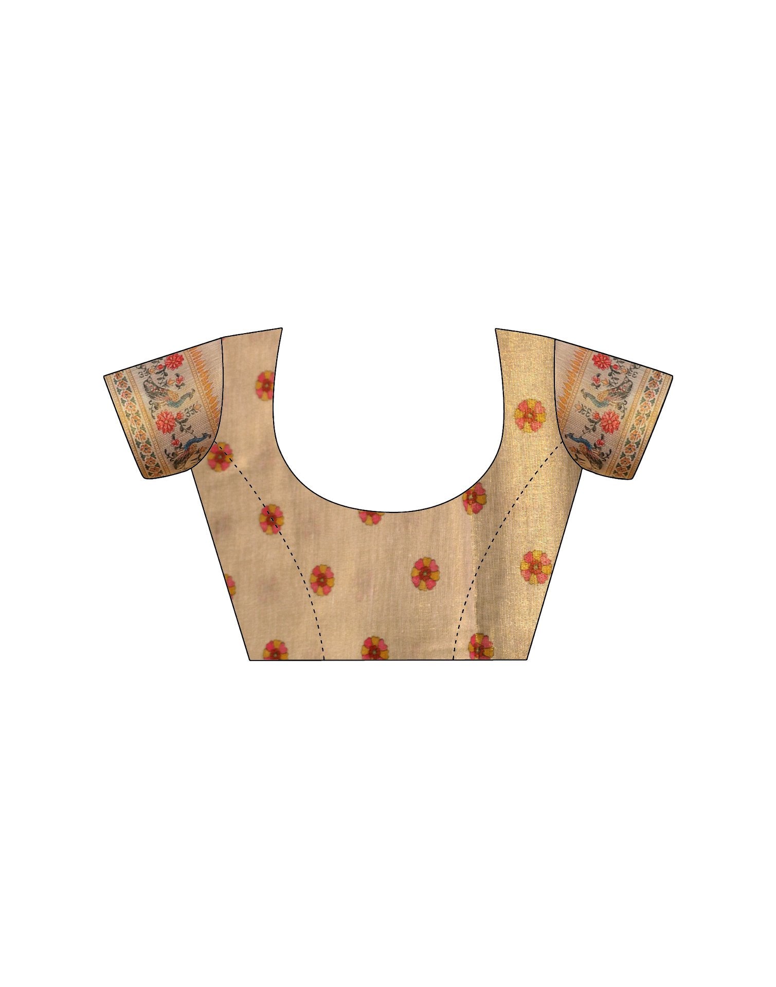 Beige Shimmer Silk Printed Saree