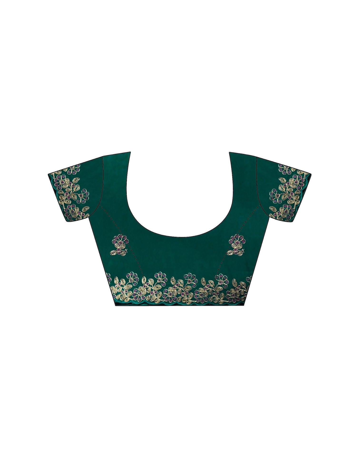 Teal Green Tissue Silk Sequence Embroidery Saree
