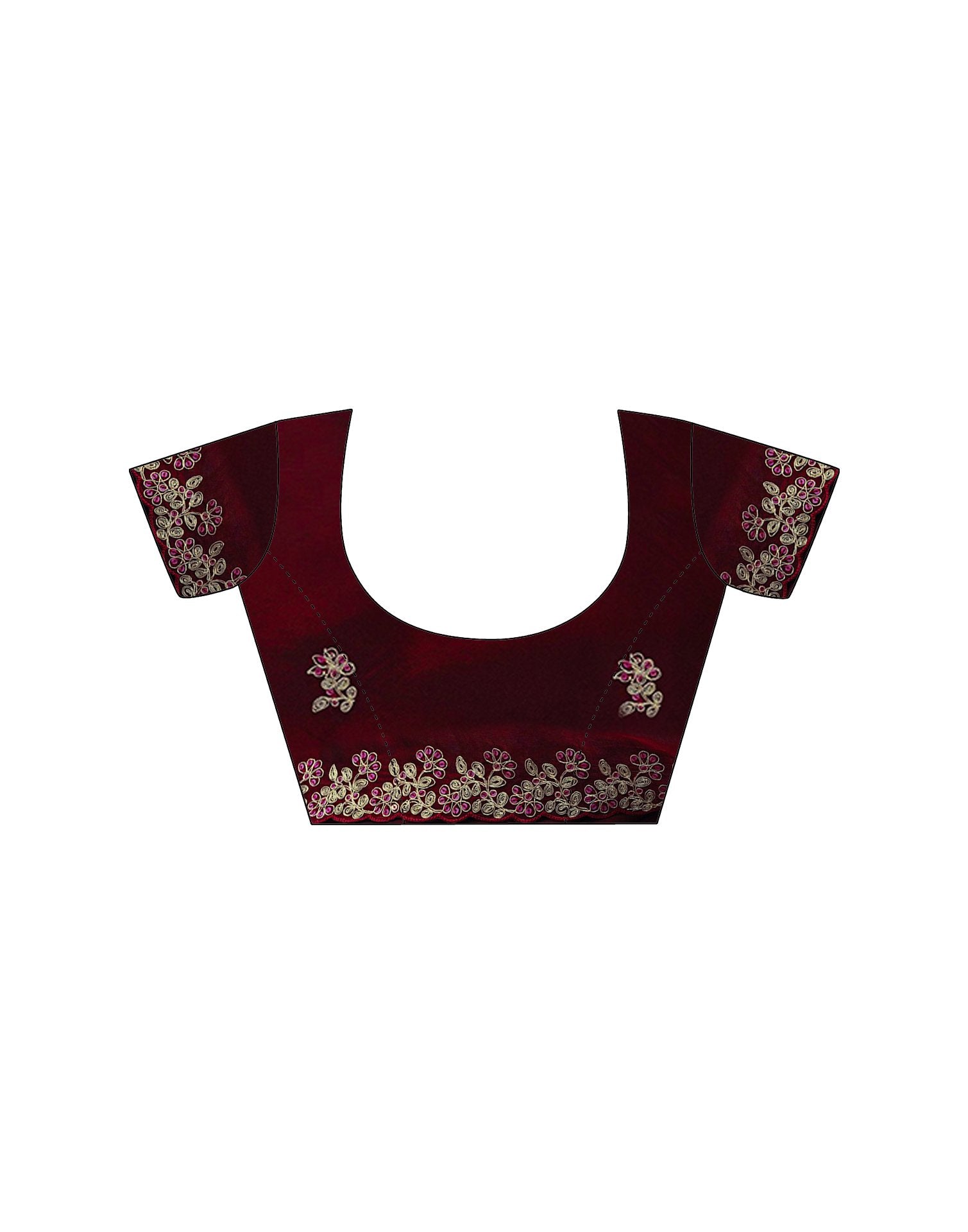 Maroon Tissue Silk Sequence Embroidery Saree