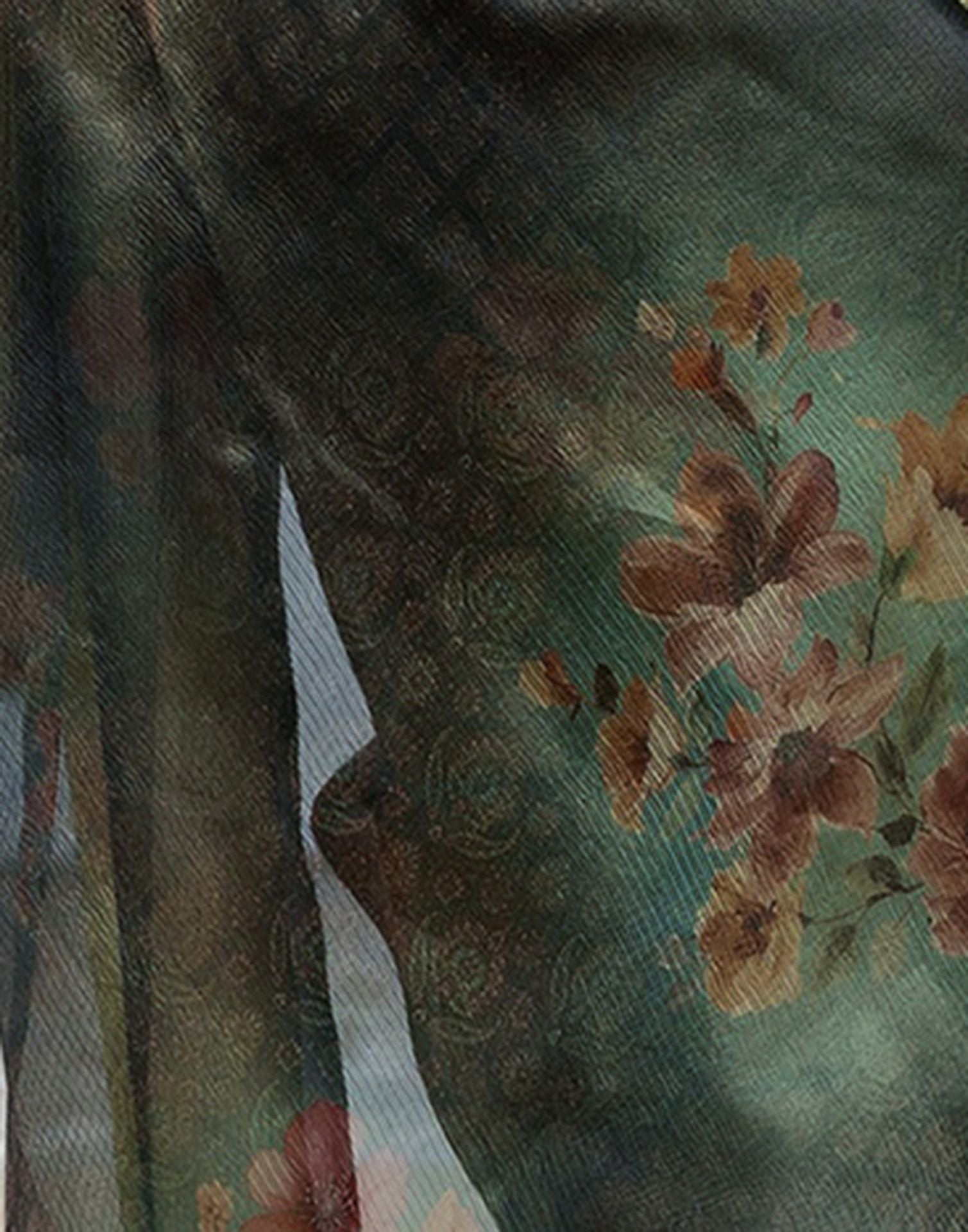 Teal Green Shimmer Organza Printed Saree