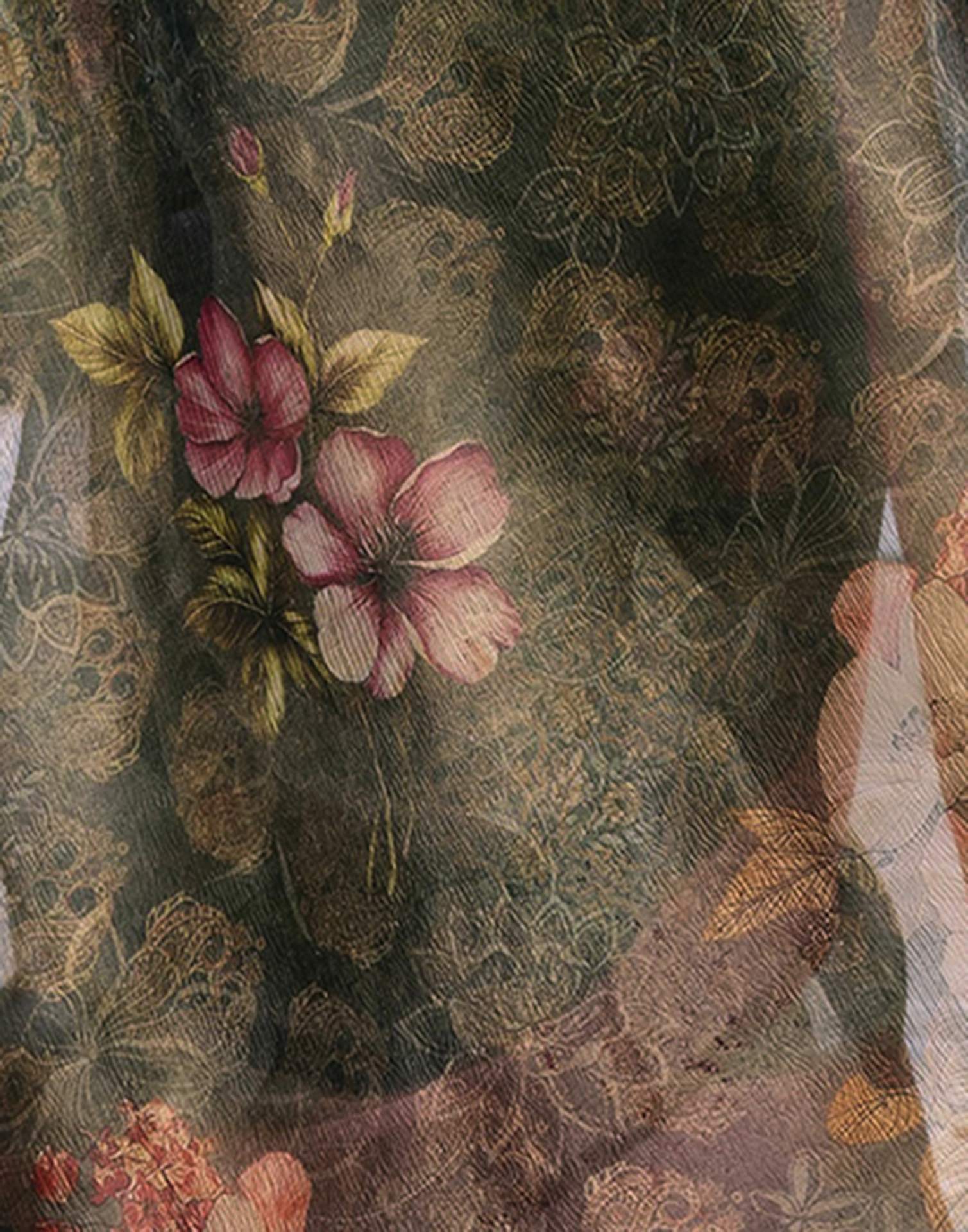 Dark Green Shimmer Organza Printed Saree