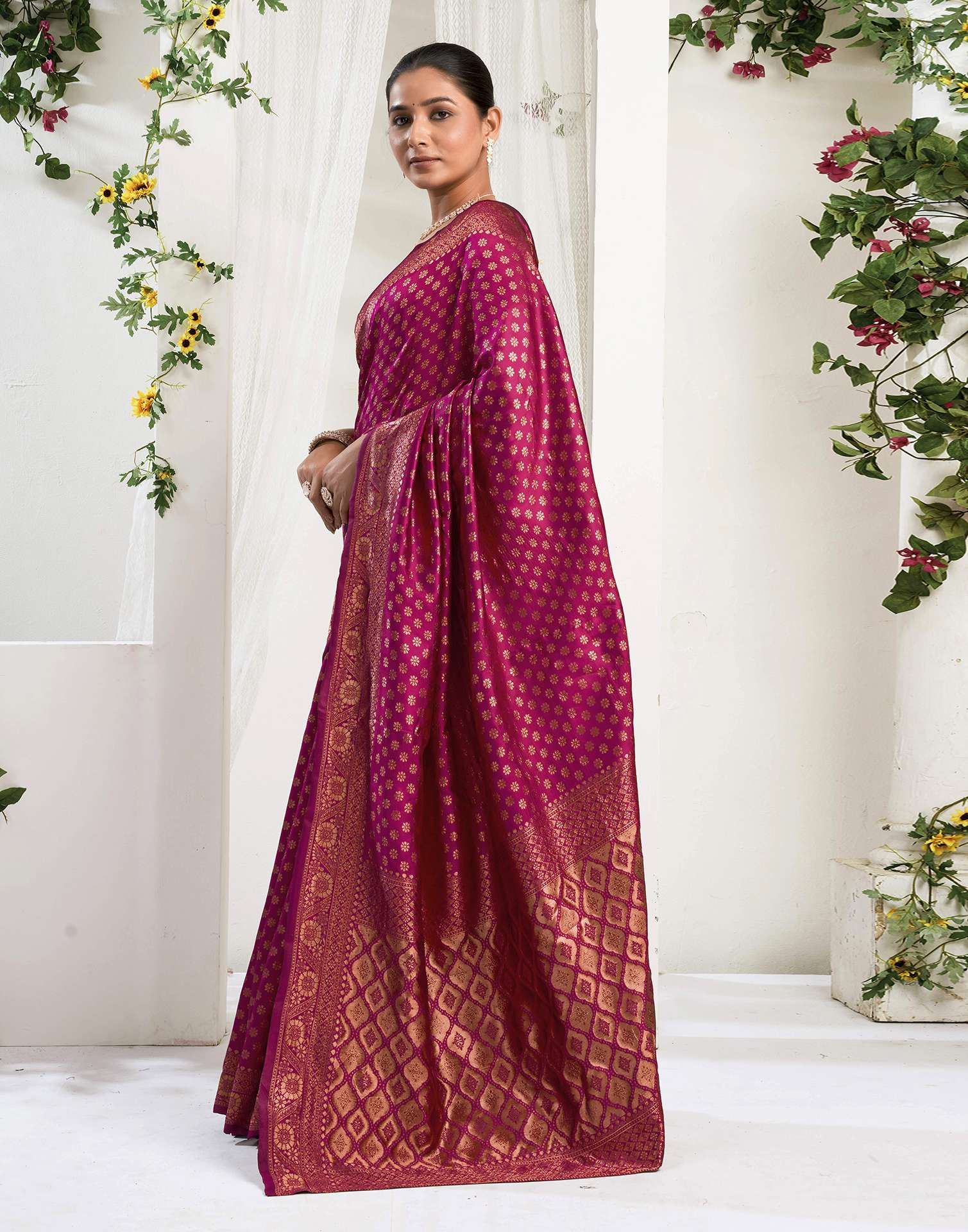 Rani Pink Silk Woven Banarasi Saree