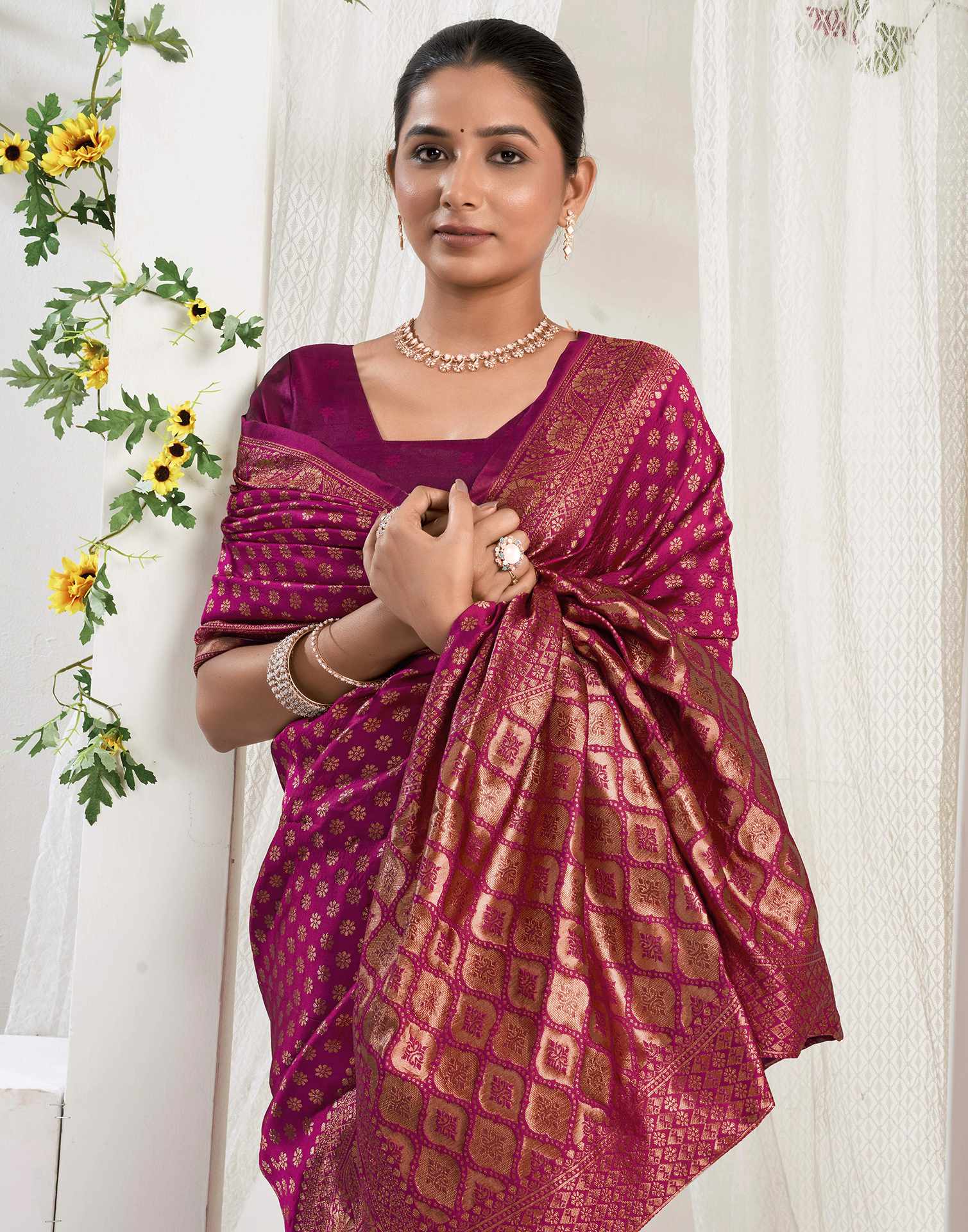Rani Pink Silk Woven Banarasi Saree