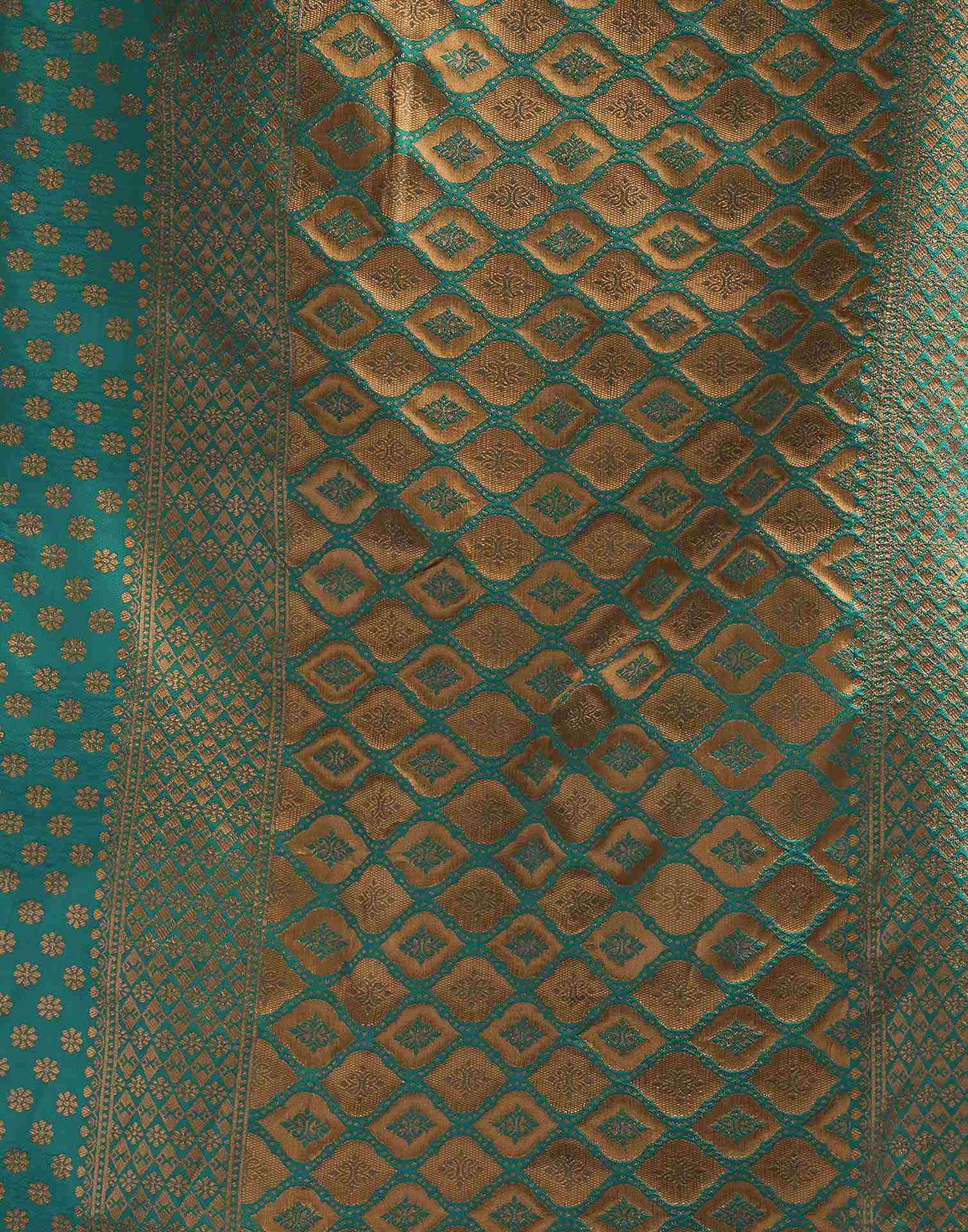 Teal Green Silk Woven Banarasi Saree