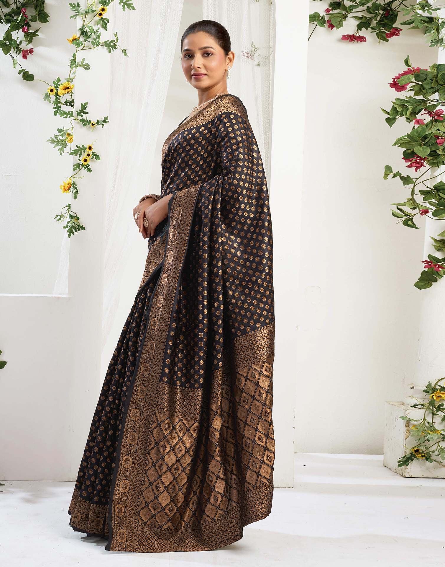 Royal Black Silk Woven Banarasi Saree