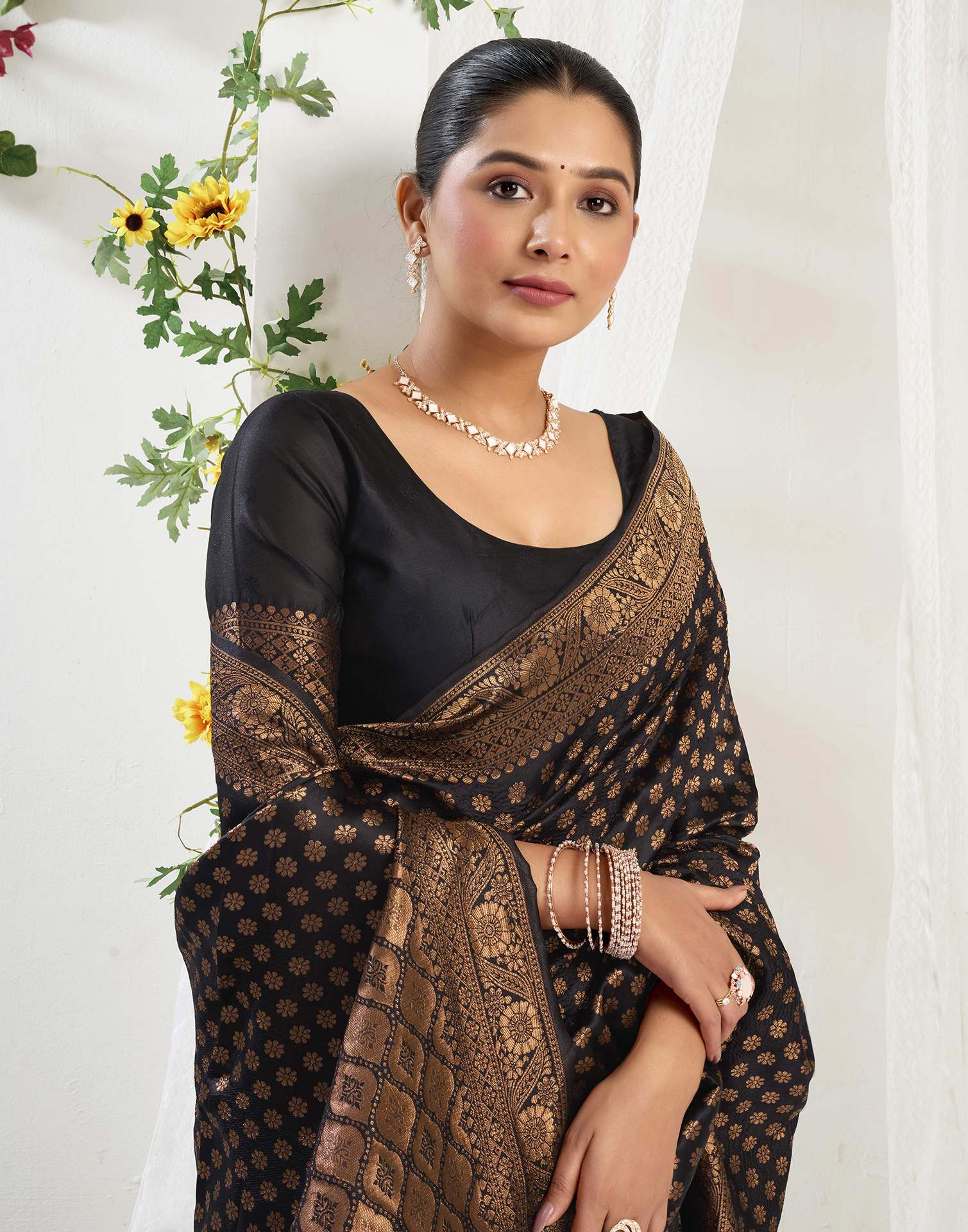 Royal Black Silk Woven Banarasi Saree