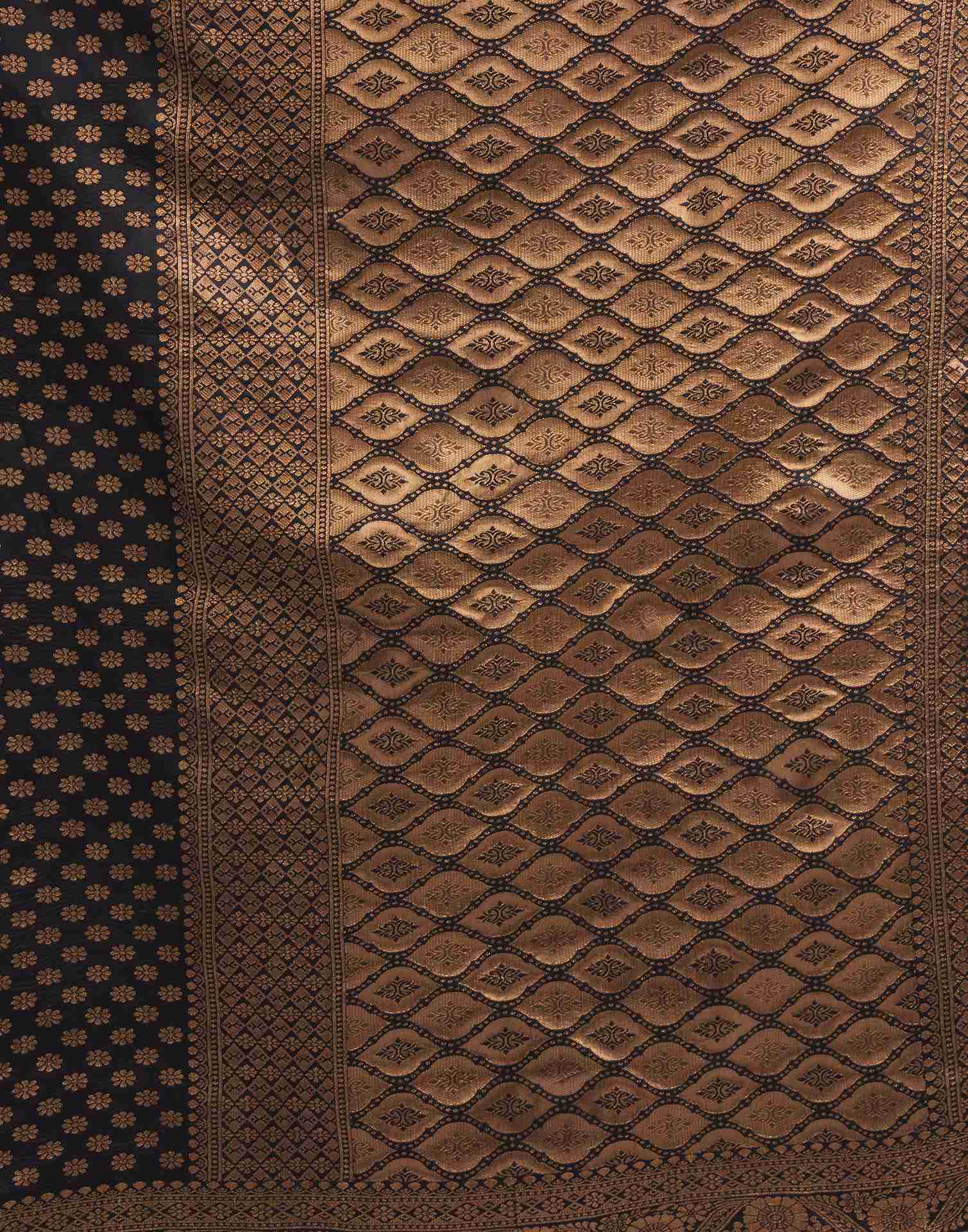 Royal Black Silk Woven Banarasi Saree