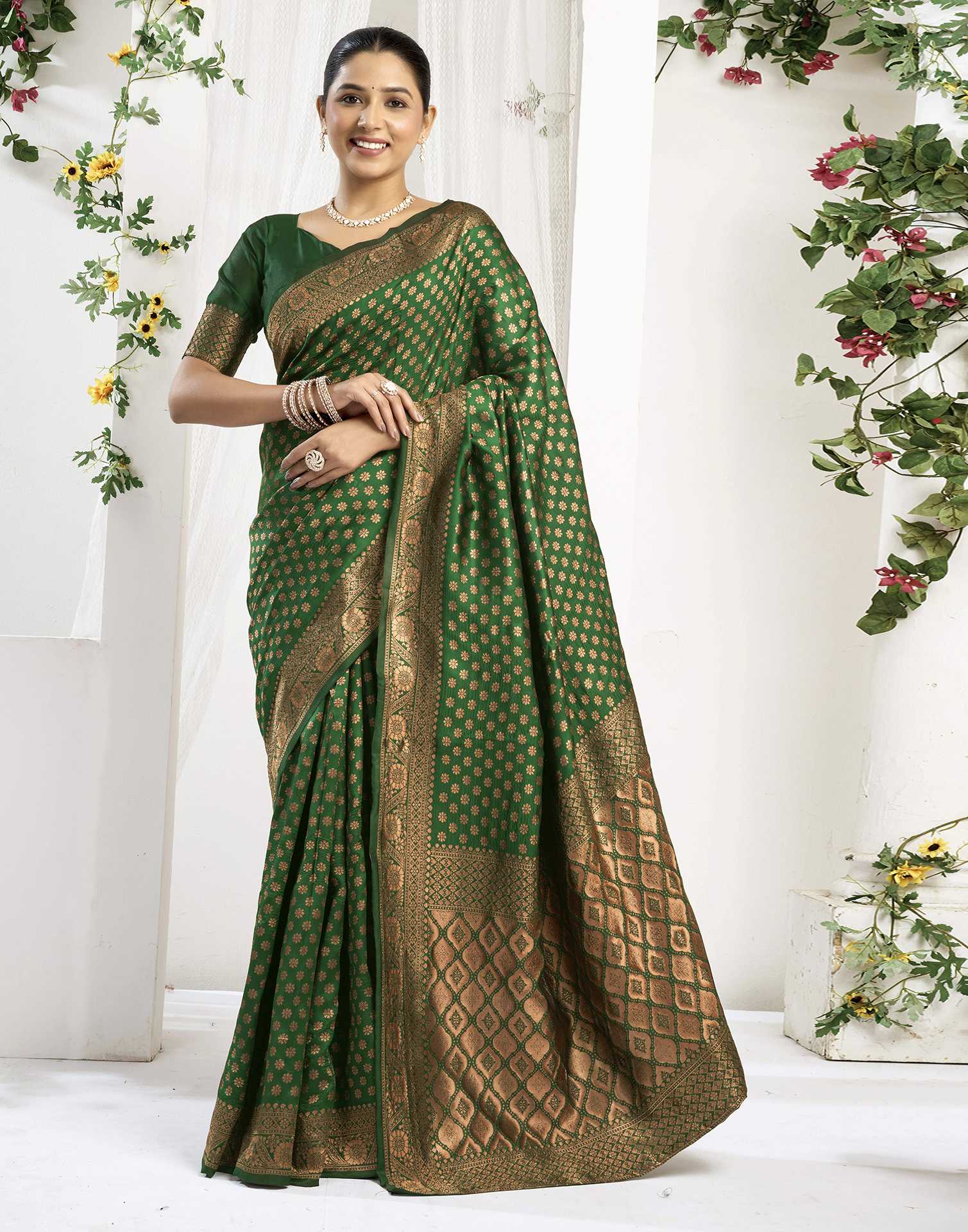 Green Silk Woven Banarasi Saree