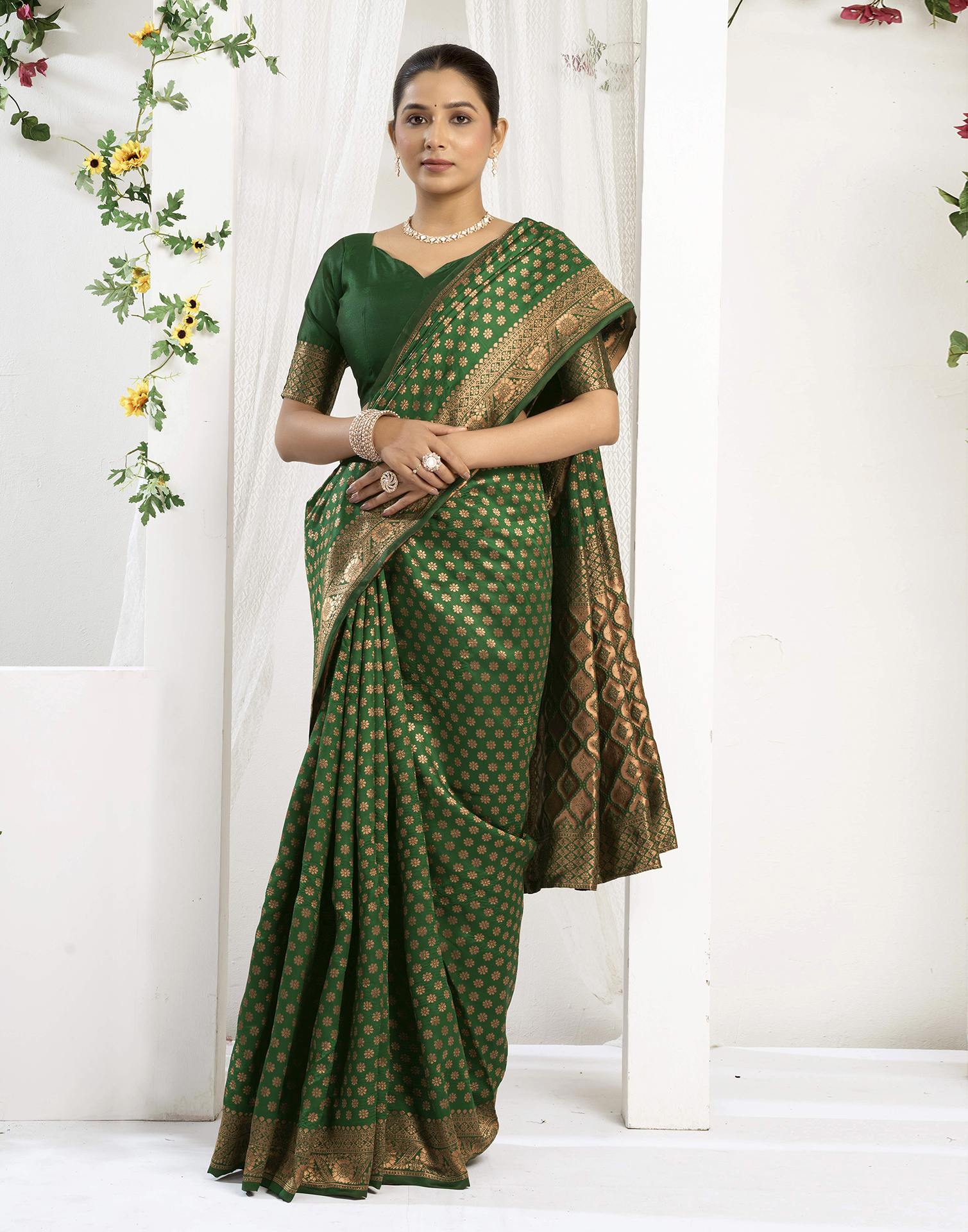 Royal Green Silk Woven Banarasi Saree