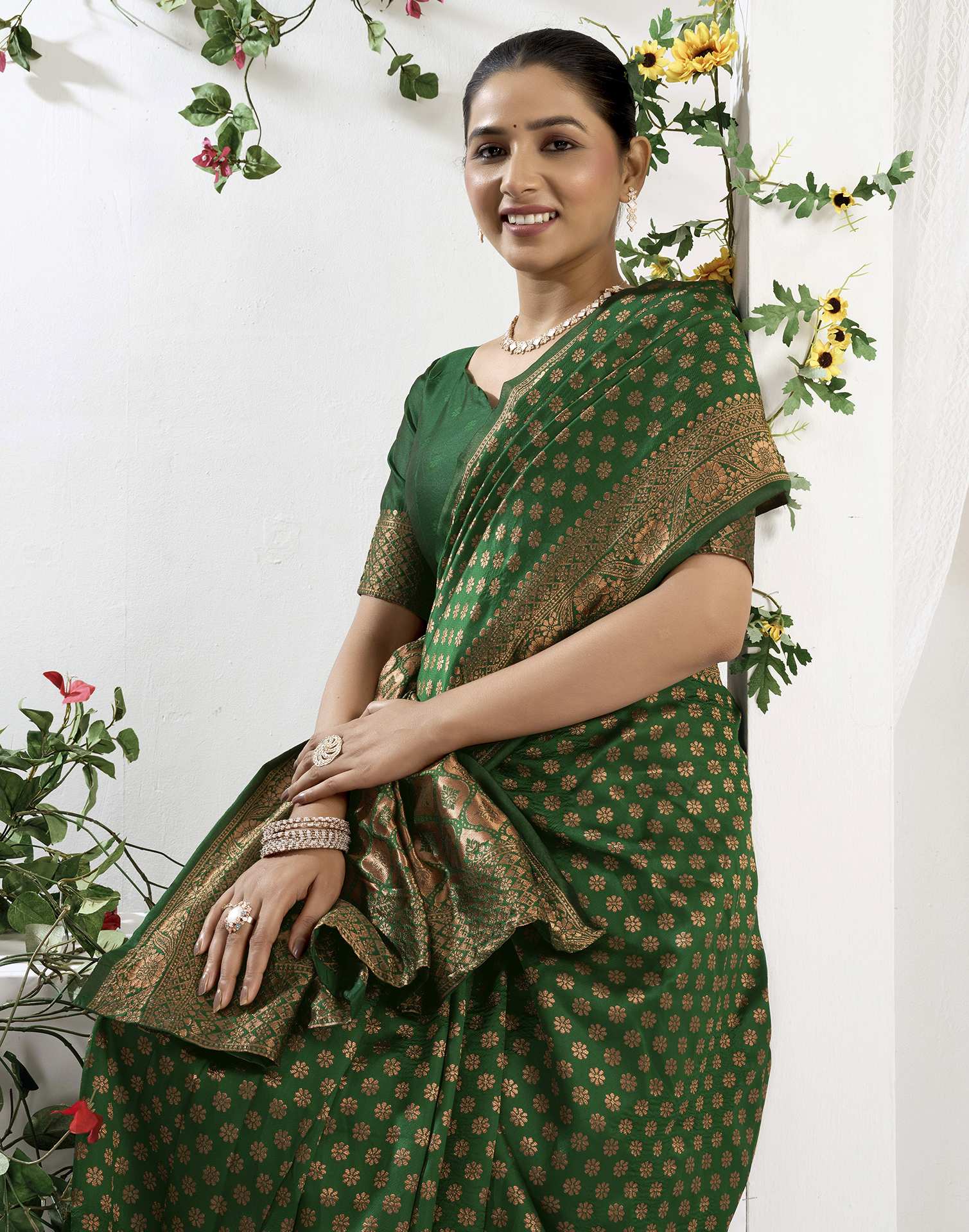 Royal Green Silk Woven Banarasi Saree
